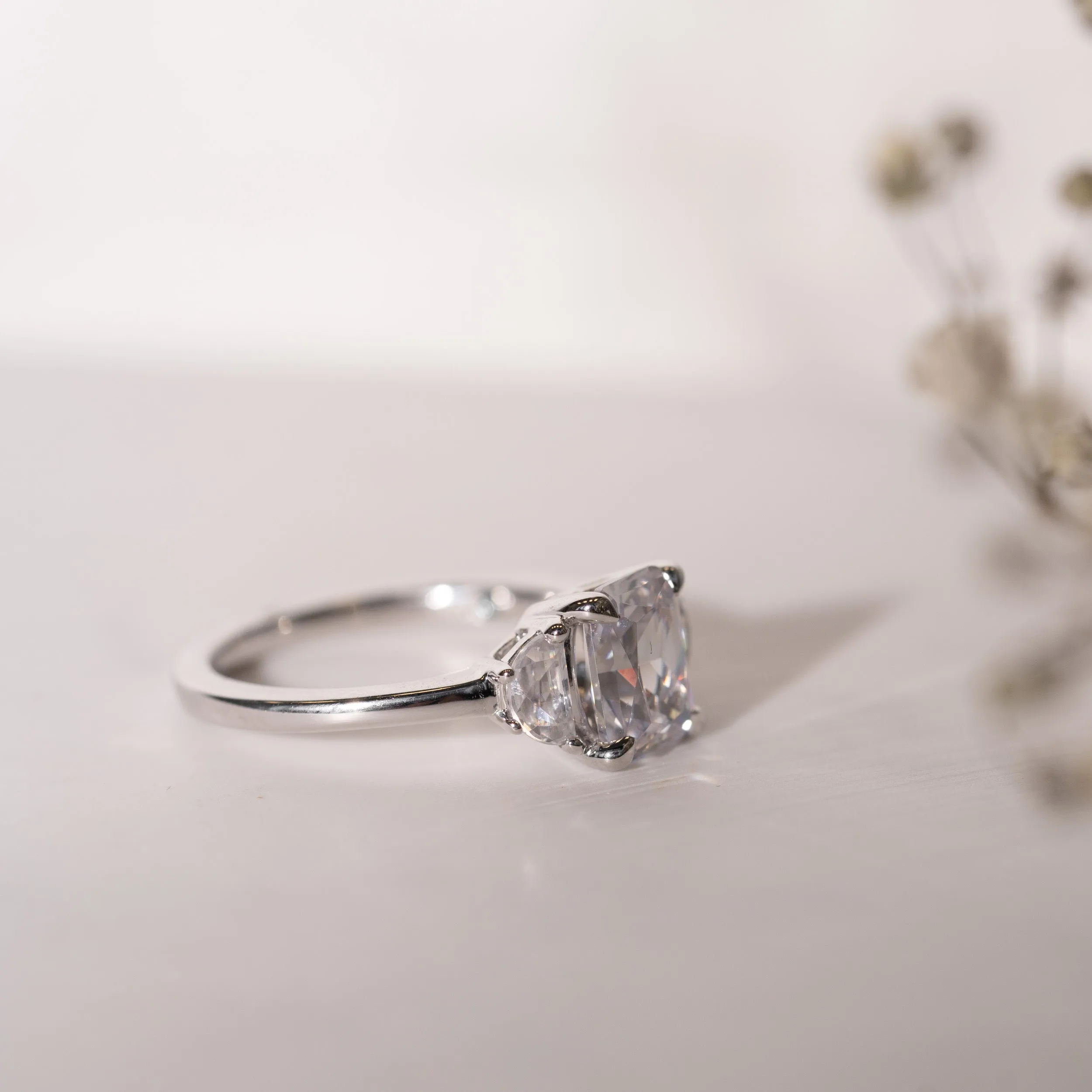 The Alana Ring | Lab Diamond Emerald & Half Moon Cut Engagement Trilogy sold by Ethica Diamonds product image thumbnail 3