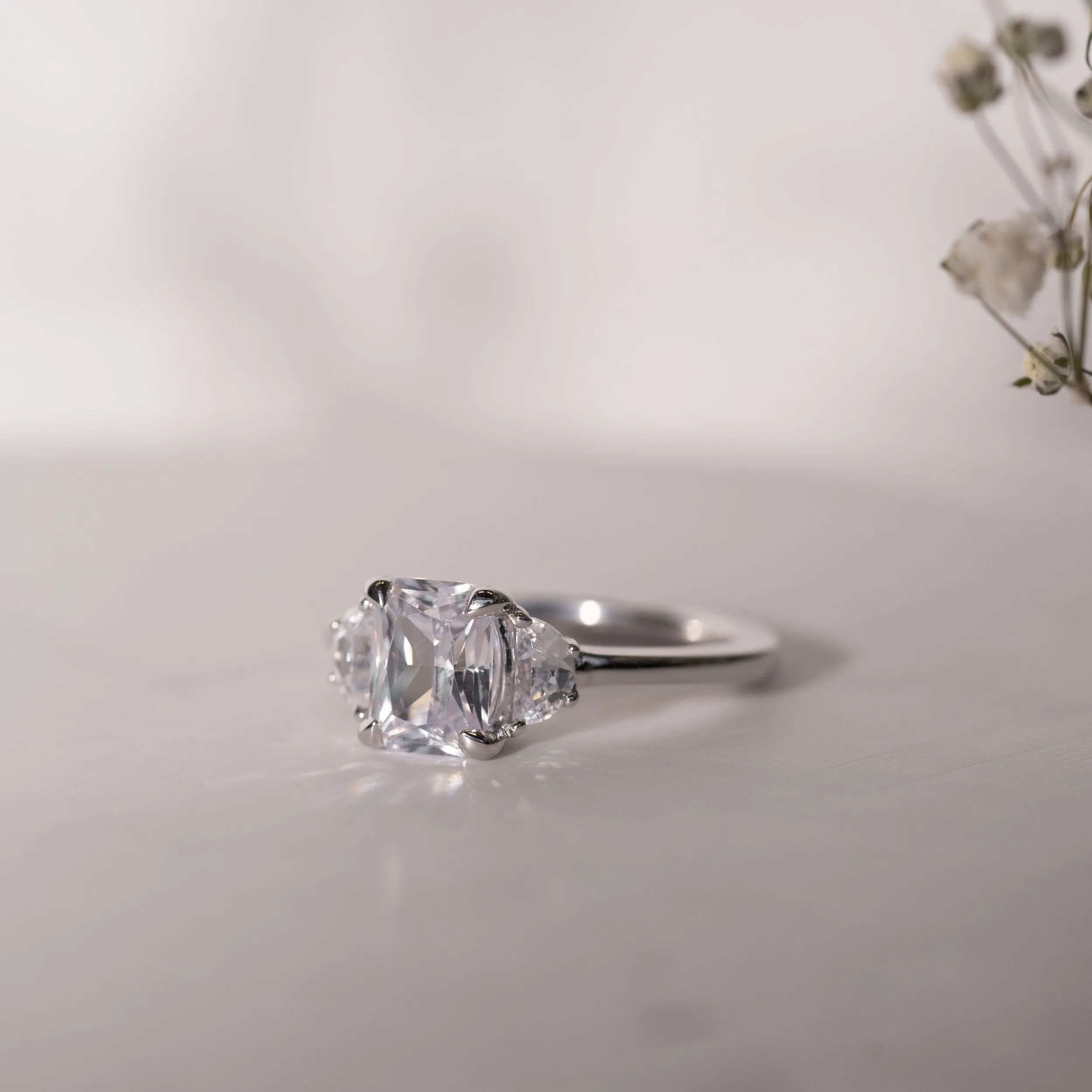 The Alana Ring | Lab Diamond Emerald & Half Moon Cut Engagement Trilogy sold by Ethica Diamonds product image thumbnail 4