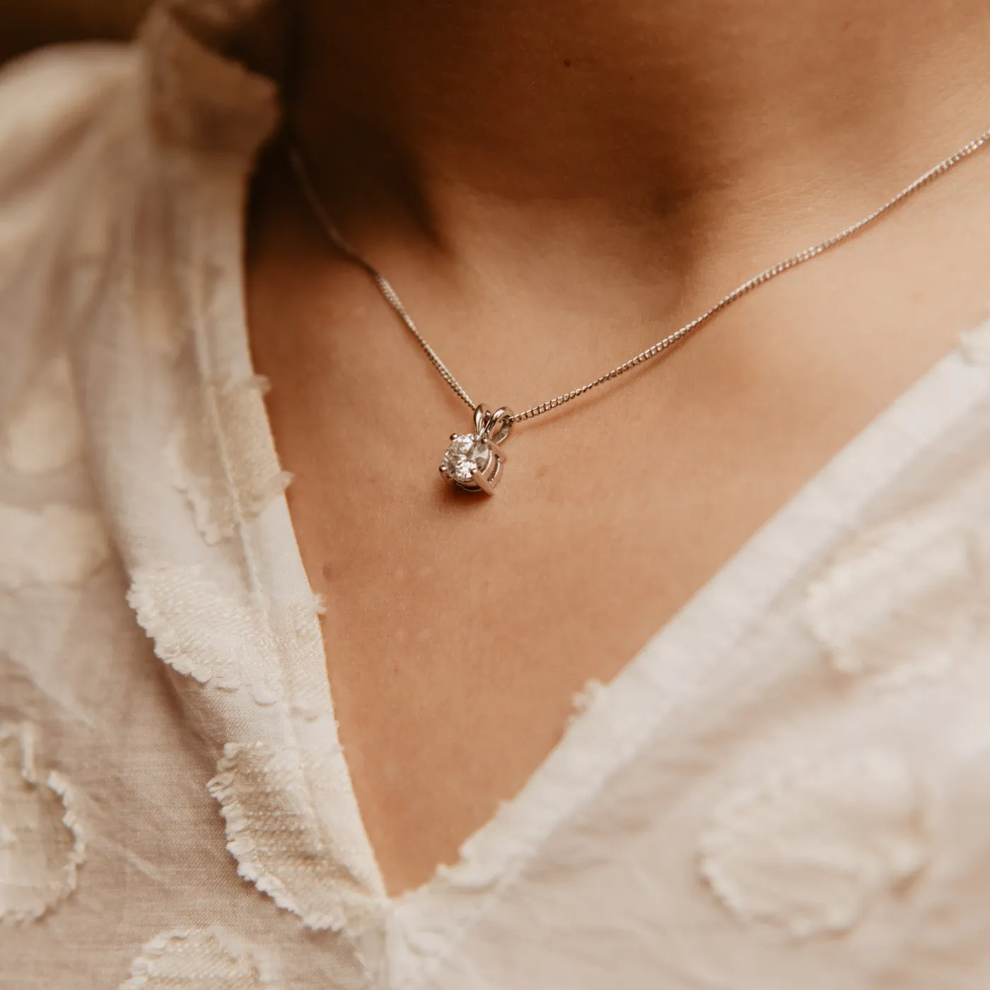 The Echo Pendant | Round Lab Diamond Spilt Bail Solitaire sold by Ethica Diamonds