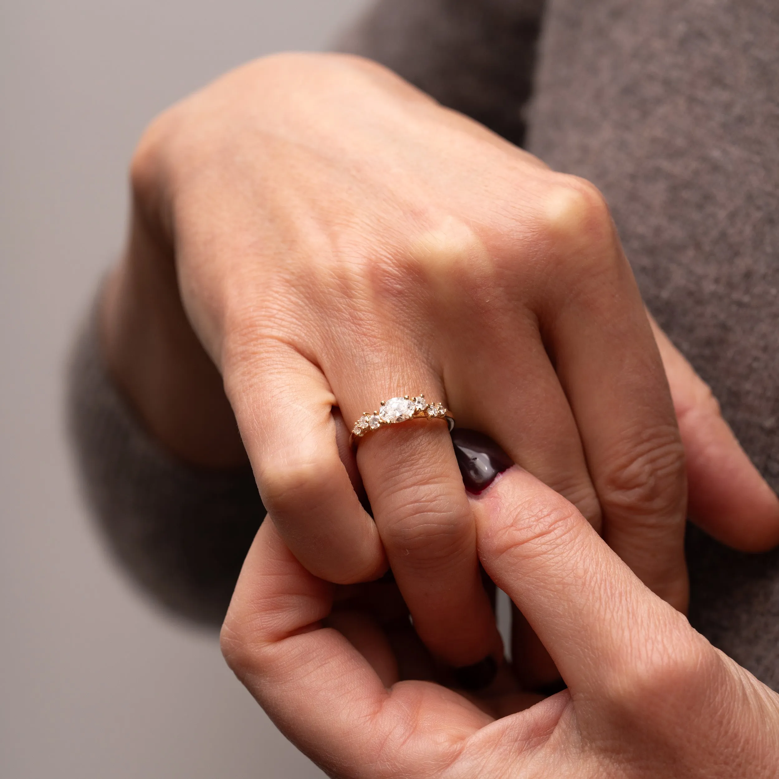 The Sophie Ring | Oval Lab Diamond Accented Engagement East-West Set sold by Ethica Diamonds product image thumbnail 3