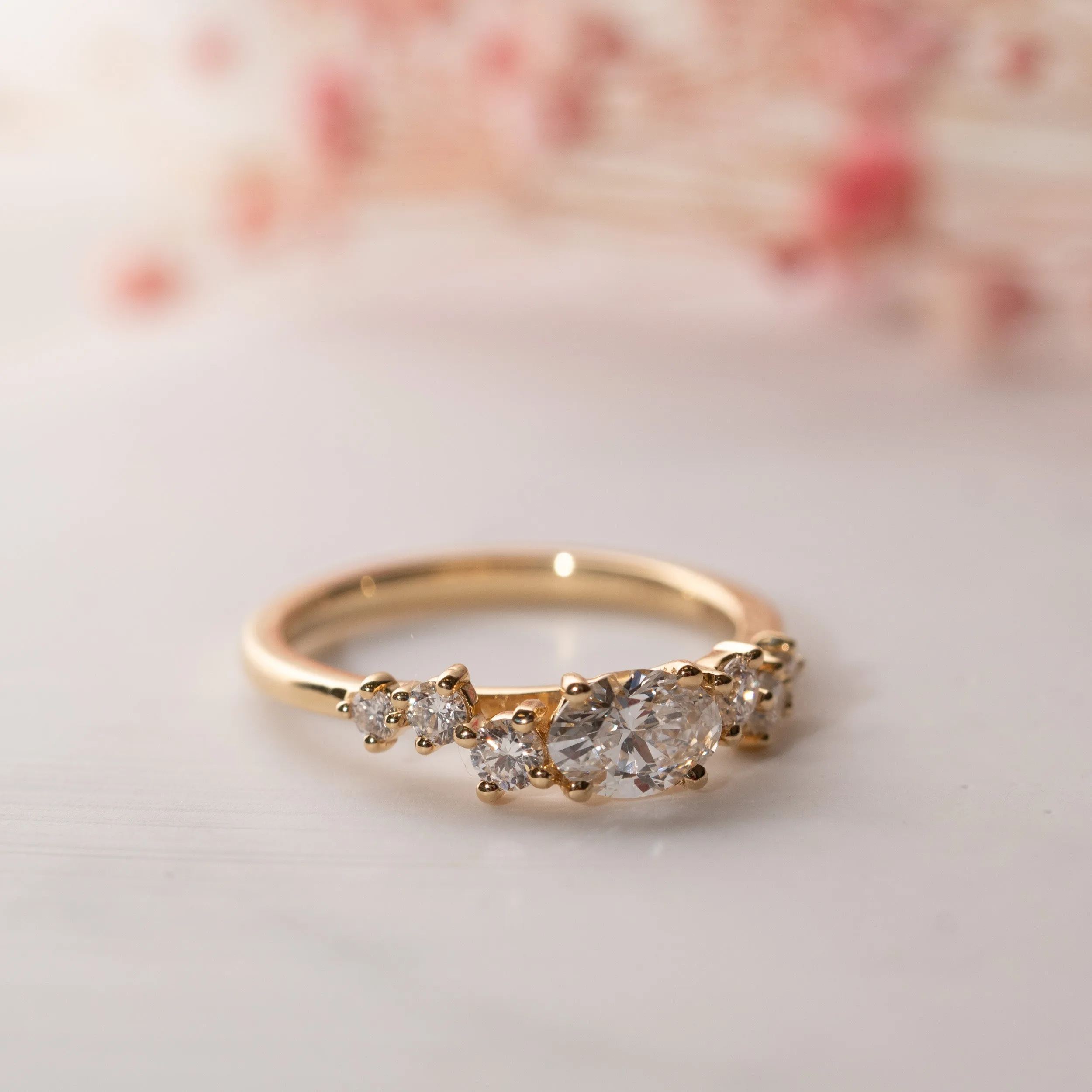 The Sophie Ring | Oval Lab Diamond Accented Engagement East-West Set sold by Ethica Diamonds product image thumbnail 5