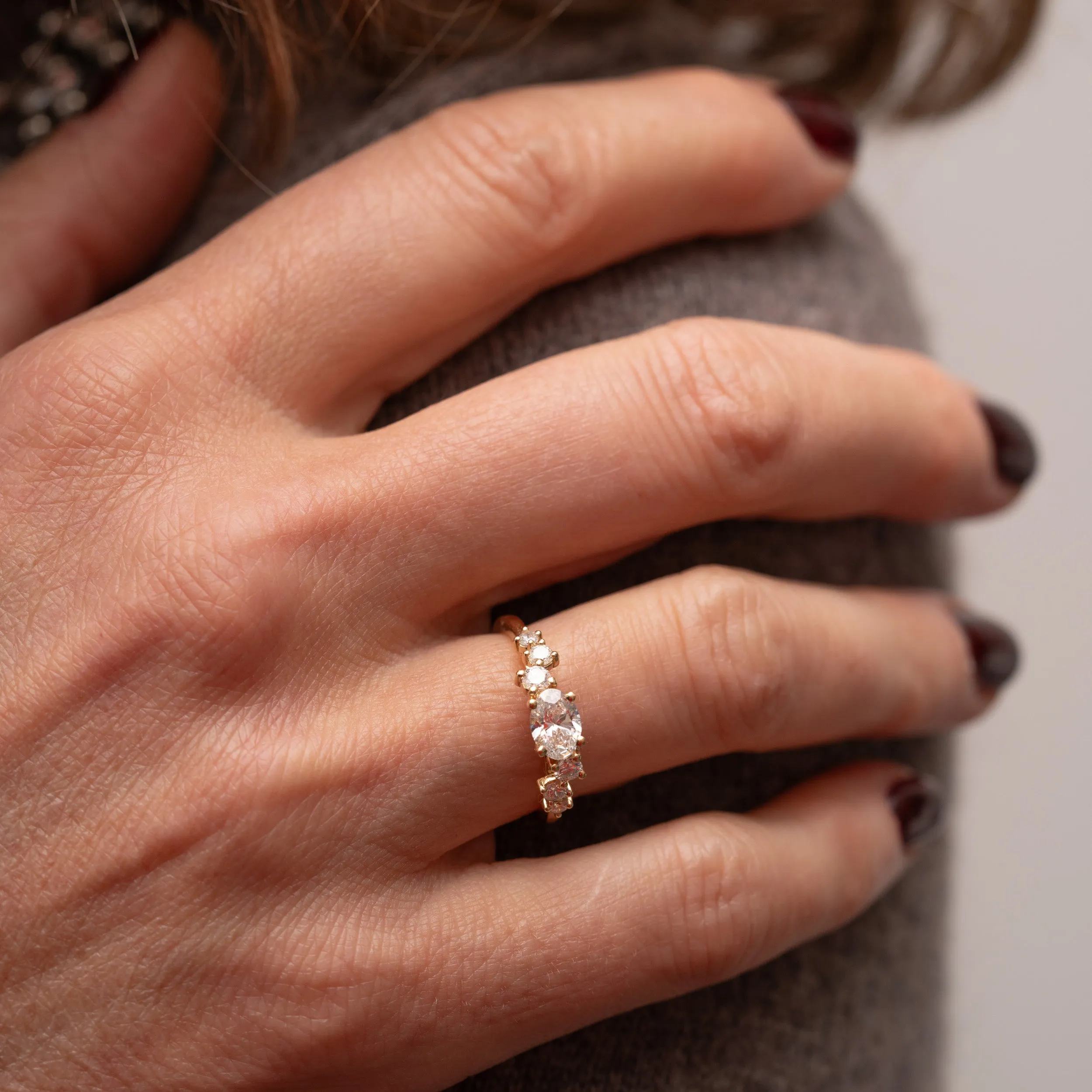 The Sophie Ring | Oval Lab Diamond Accented Engagement East-West Set sold by Ethica Diamonds product image thumbnail 2