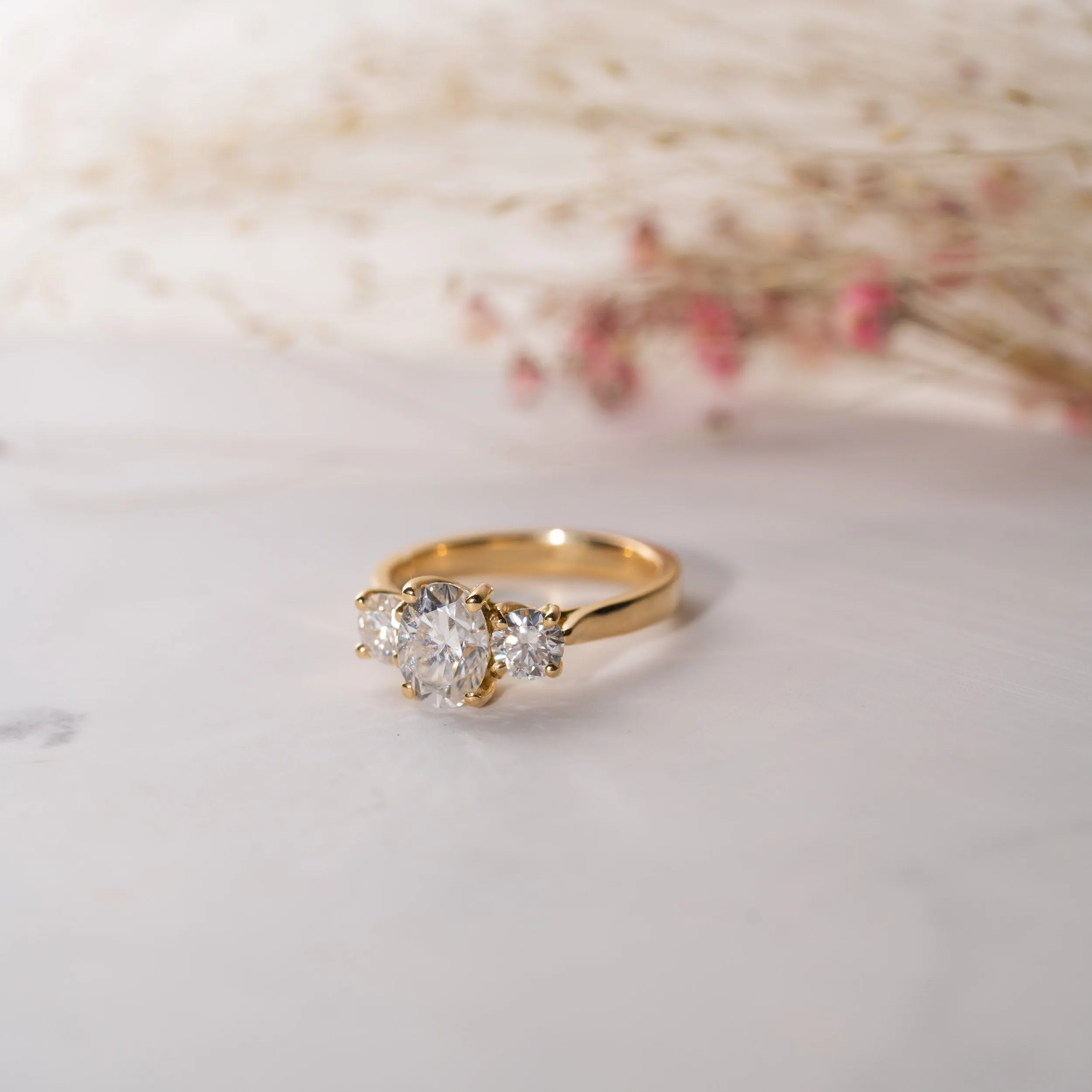 The Tessa Ring | Moissanite Oval & Round Graduated Engagement Trilogy sold by Ethica Diamonds product image thumbnail 3
