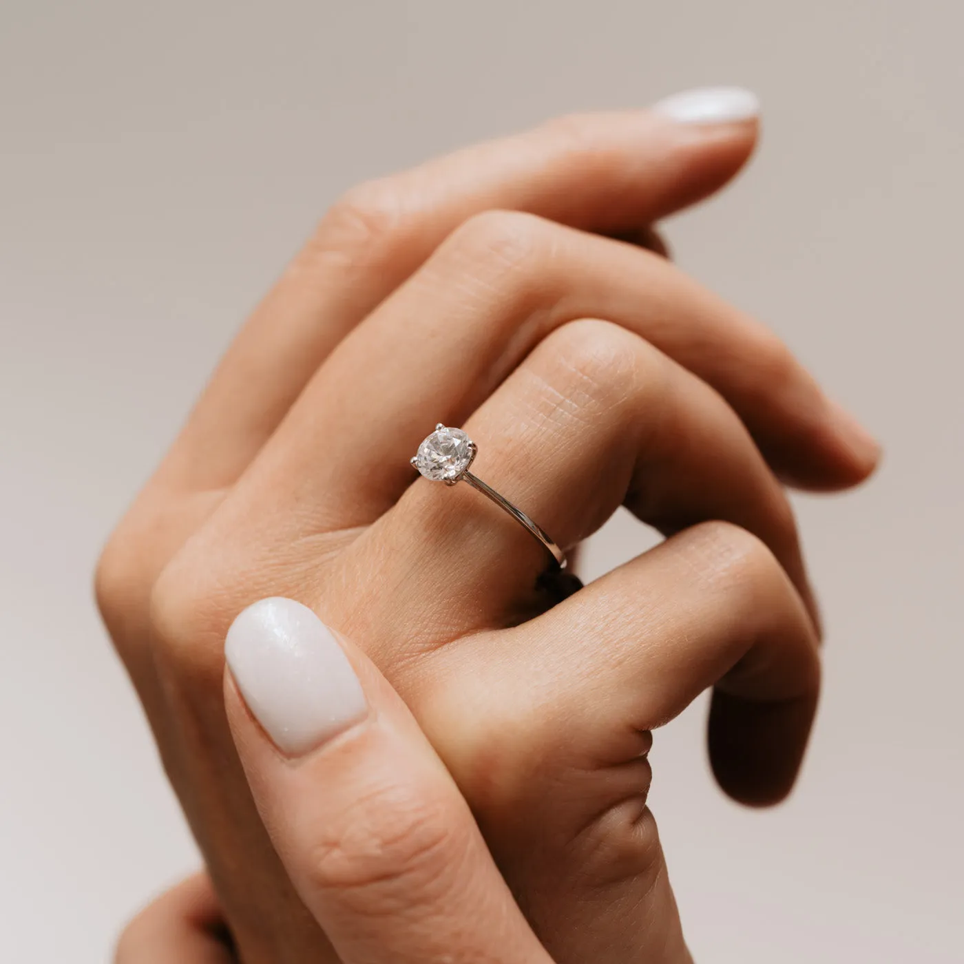 The Kae Ring | Round Moissanite Dainty Classic Engagement Solitaire sold by Ethica Diamonds product image thumbnail 2