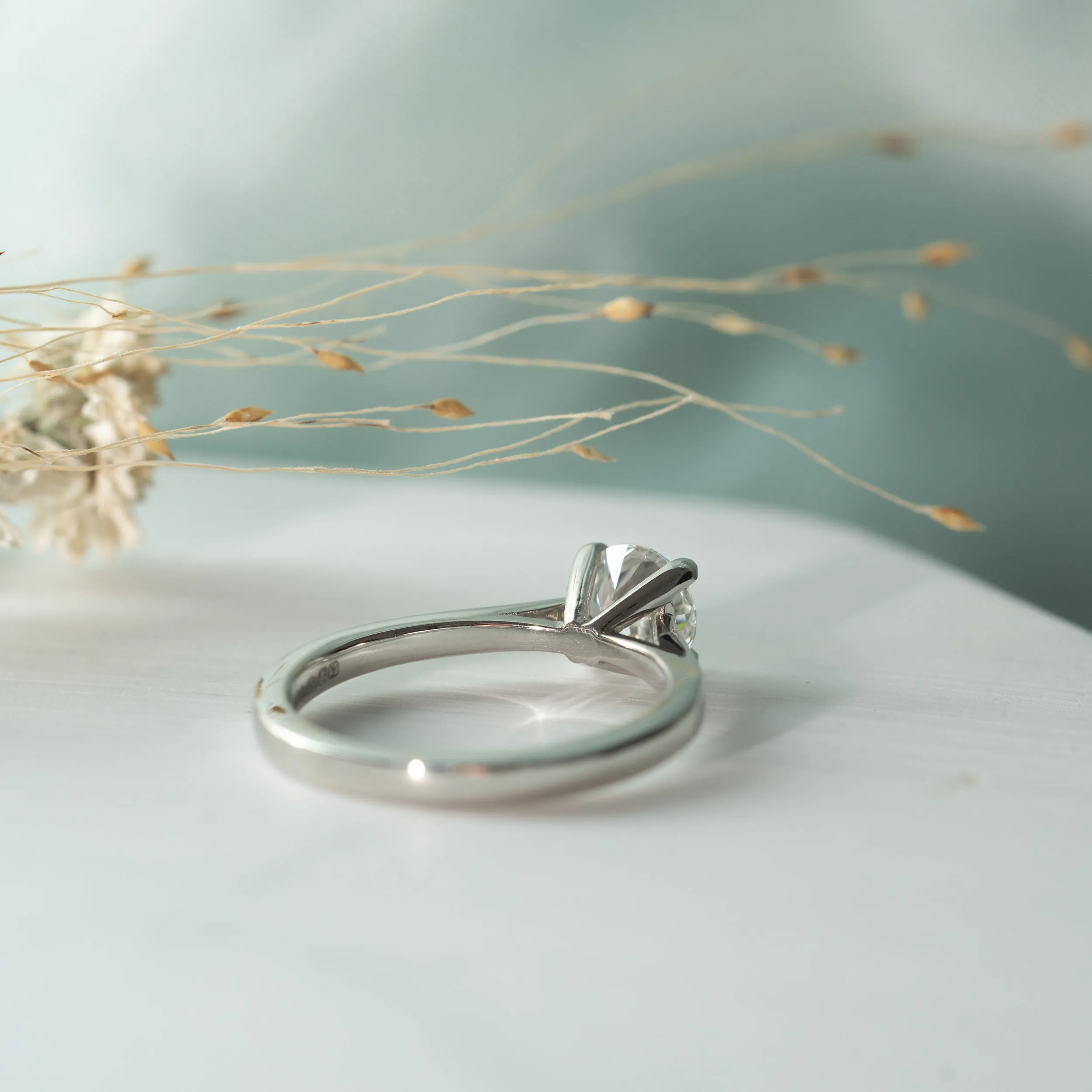 The Kae Ring | Round Moissanite Dainty Classic Engagement Solitaire sold by Ethica Diamonds product image thumbnail 5