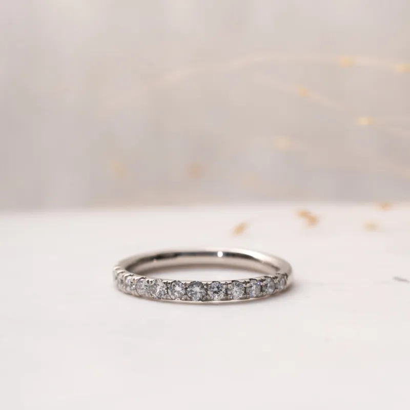 The Estella Wedding Ring | Lab Diamond Round Pavé Set Band sold by Ethica Diamonds