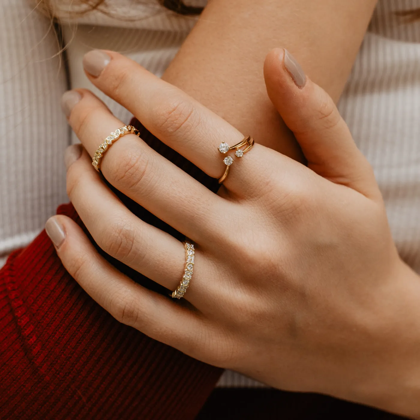 The Stella Ring | Moissanite Shooting Stars Trilogy sold by Ethica Diamonds