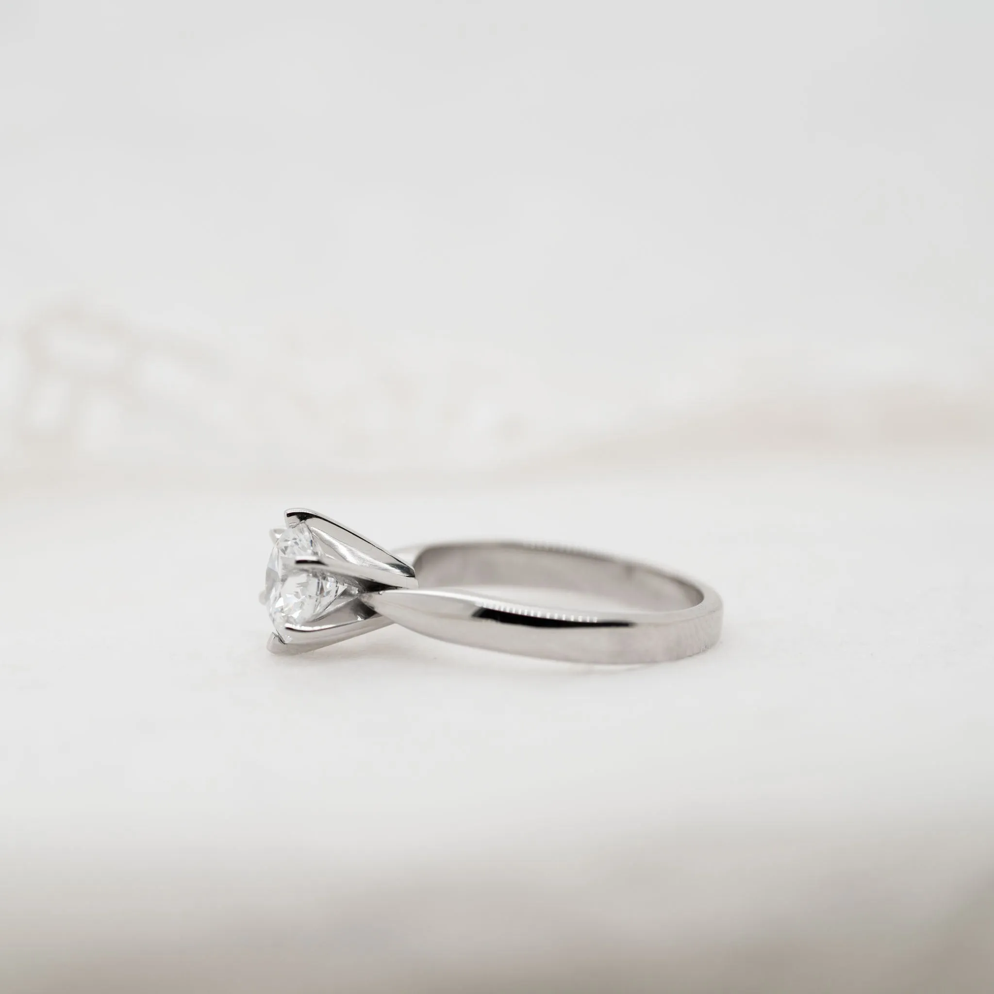 The Athena Ring | Round Moissanite Six Claw Engagement Solitaire sold by Ethica Diamonds product image thumbnail 3