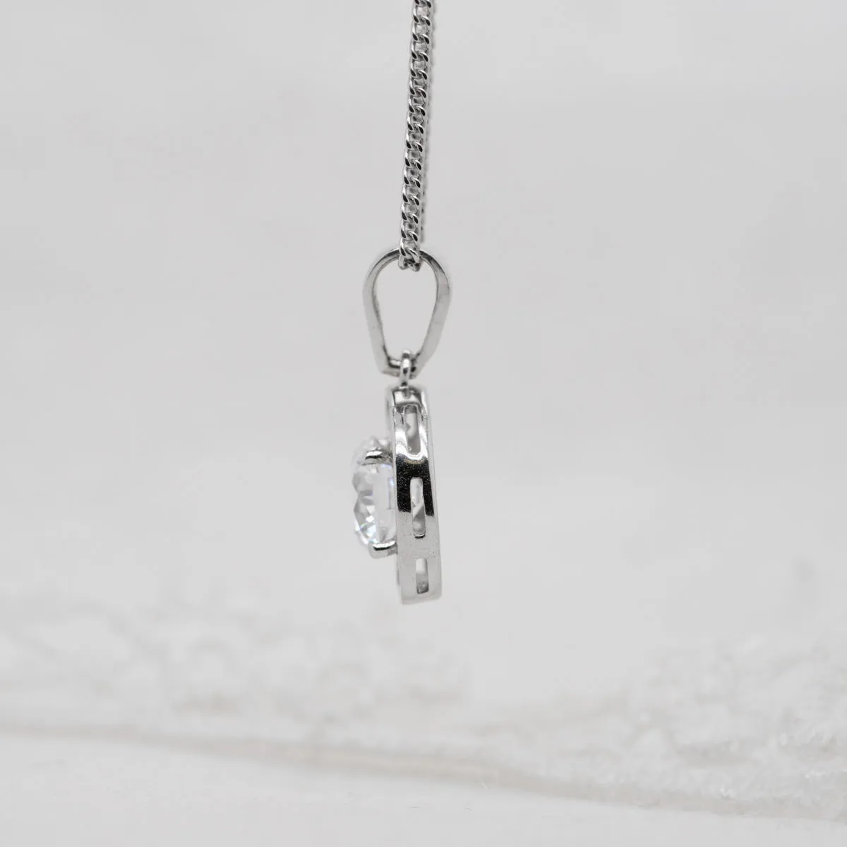 The Diana Pendant | Round Moissanite & Lab Diamond Halo sold by Ethica Diamonds product image thumbnail 5