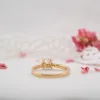 The Evangeline Ring | Round Moissanite & Diamond Vintage Engagement Solitaire sold by Ethica Diamonds