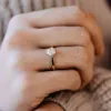 The Evangeline Ring | Round Moissanite & Diamond Vintage Engagement Solitaire sold by Ethica Diamonds