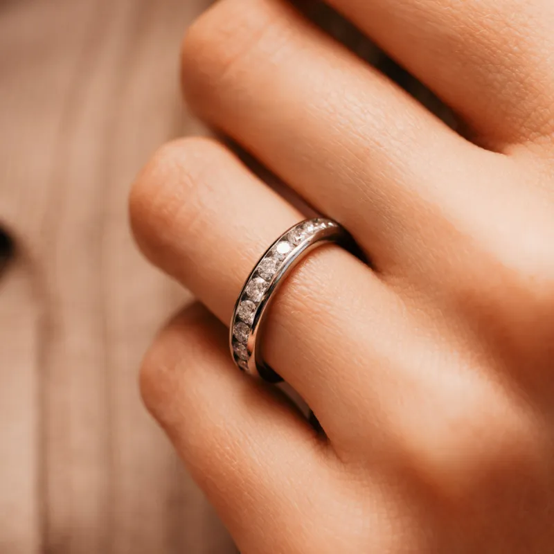 The Tania Ring | Lab Diamond Half Channel Set Wedding made by Ethica Diamonds