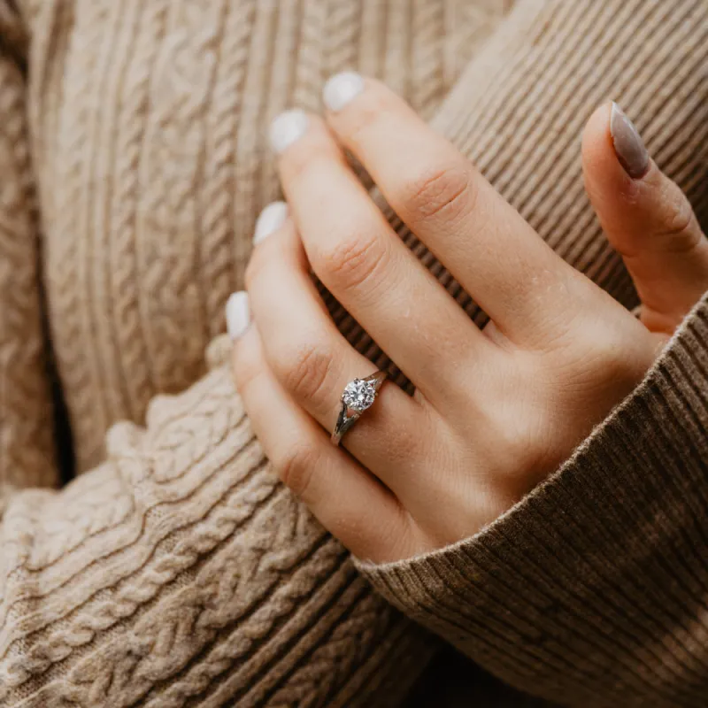 The Abrielle Ring | Round Lab Diamond Split Shank Solitaire Engagement sold by Ethica Diamonds