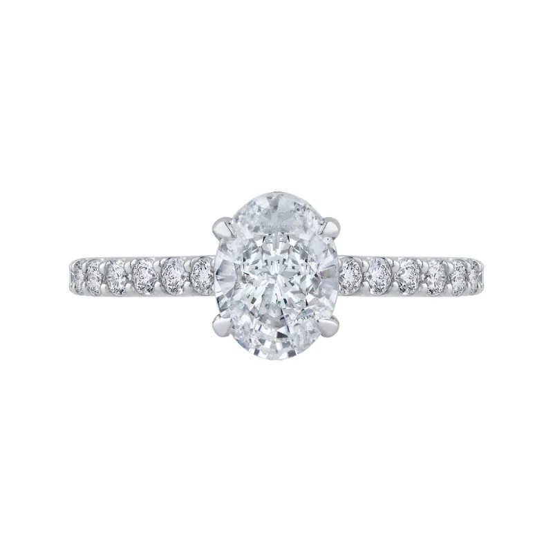 The Elsie Ring | Oval Lab Diamond Hidden Halo Shoulder Set Engagement sold by Ethica Diamonds