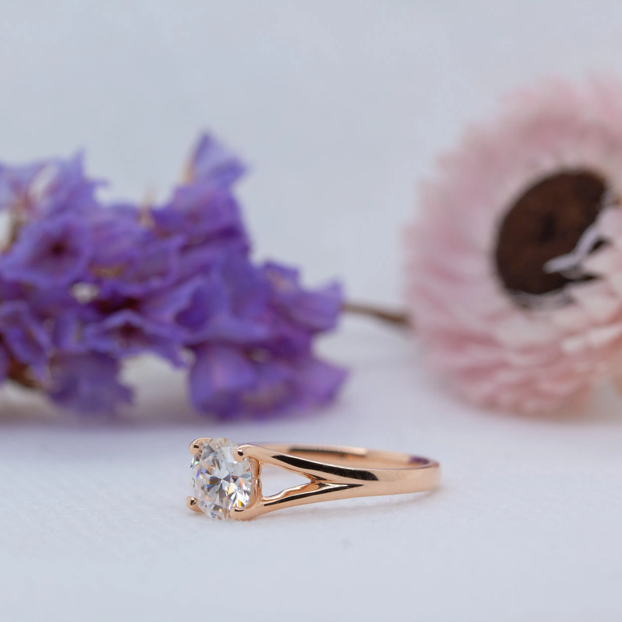 The Abrielle Ring | Round Moissanite Split Shank Solitaire Engagement sold by Ethica Diamonds product image thumbnail 3