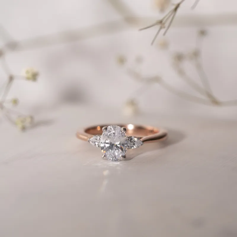 The Marina Ring | Oval & Pear Lab Diamond Engagement Trilogy sold by Ethica Diamonds