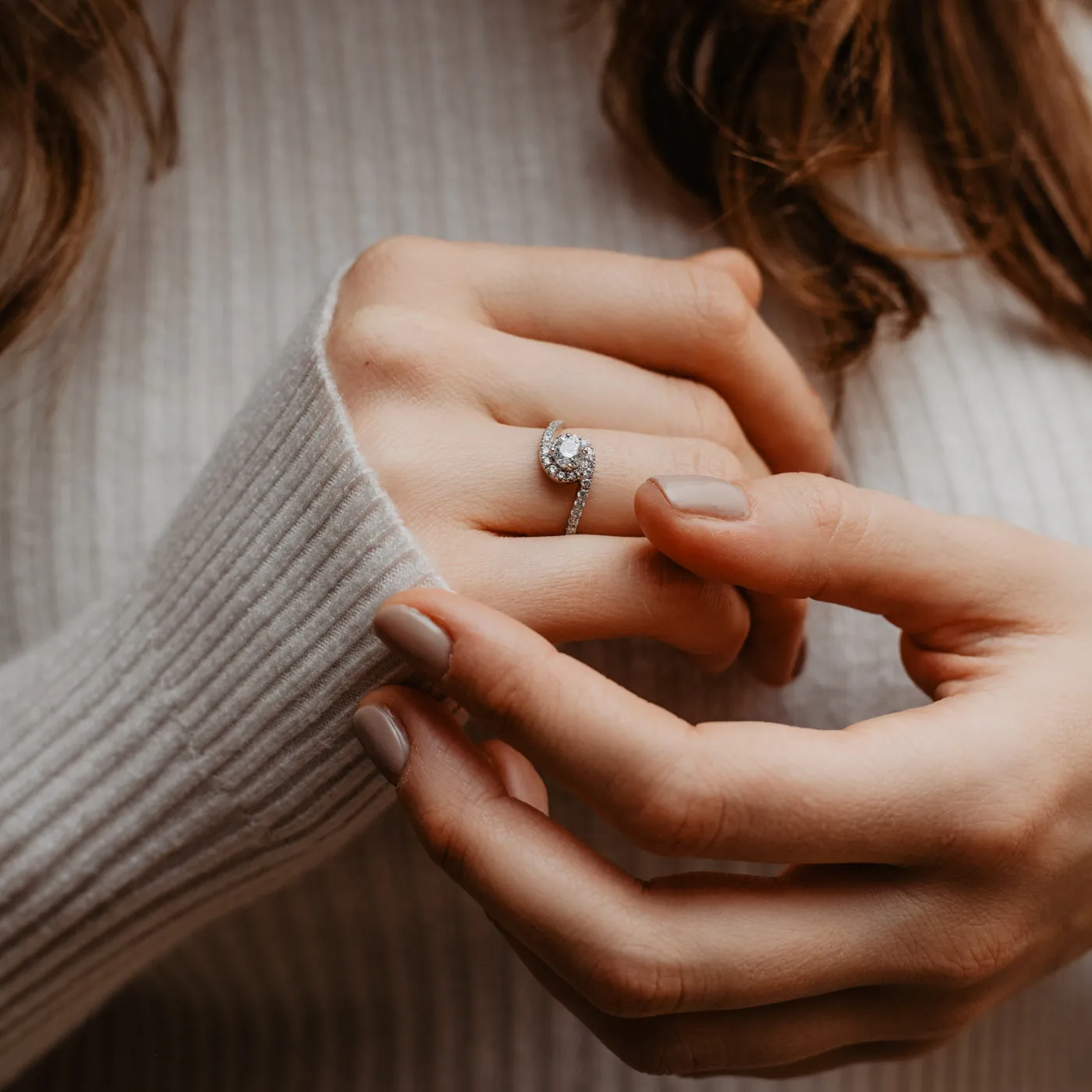 The Sierra Ring | Moissanite & Diamond Shoulder Set Statement Engagement Halo sold by Ethica Diamonds product image thumbnail 2