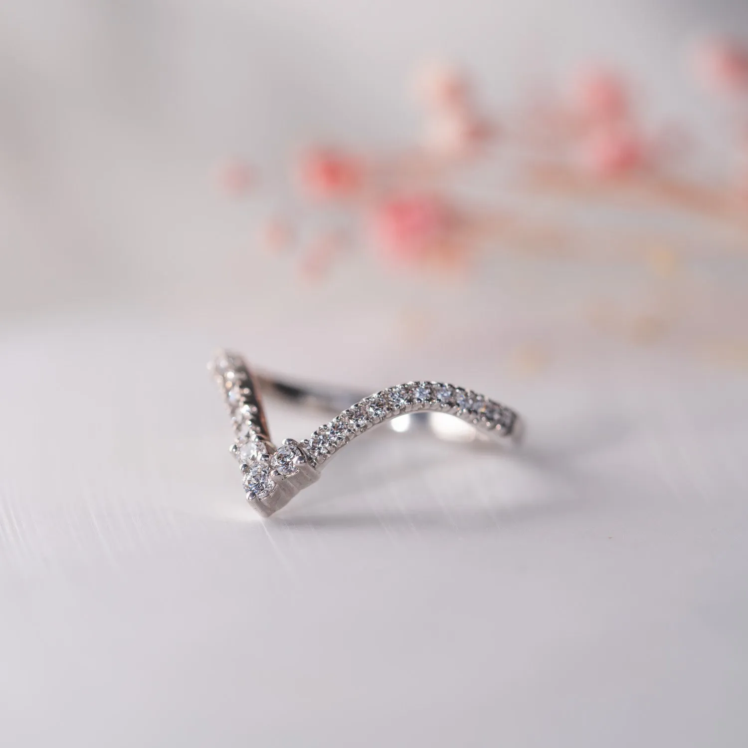The Lux Ring | Lab Diamond Pavé Chevron Shaped Band sold by Ethica Diamonds