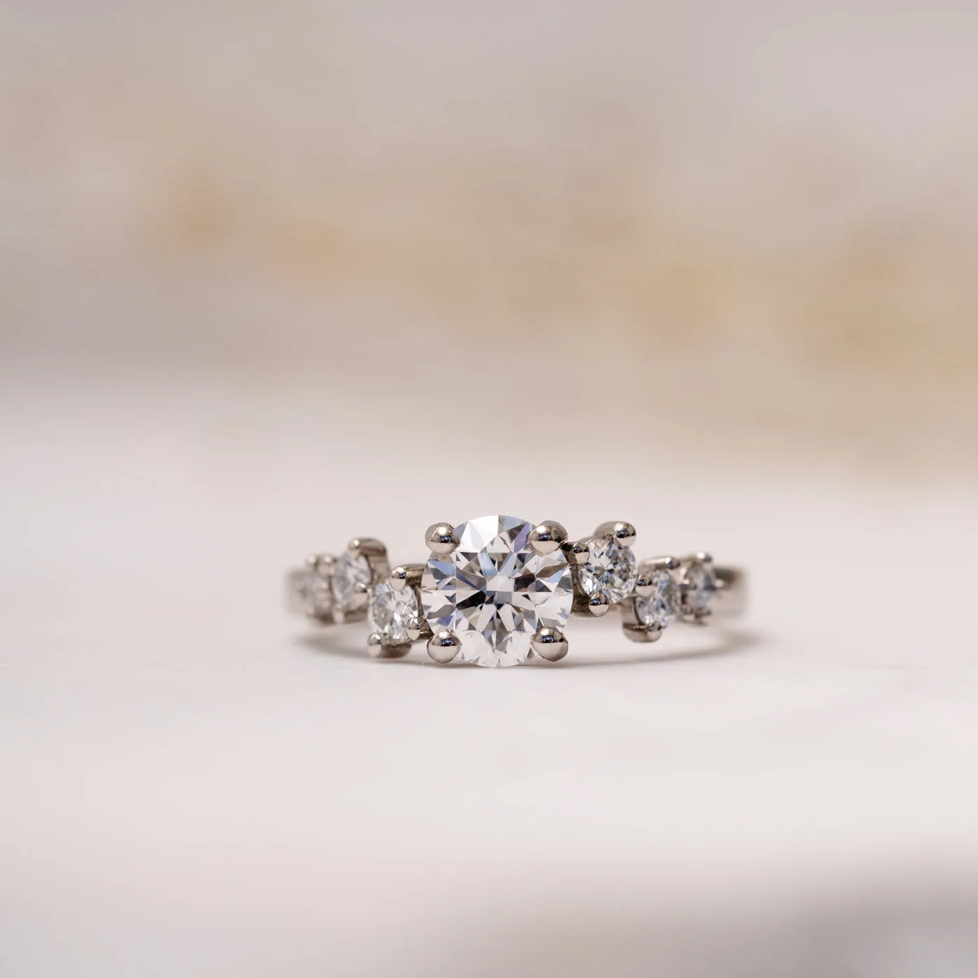 The Sophie Ring | Round Lab Diamond Accented Engagement sold by Ethica Diamonds