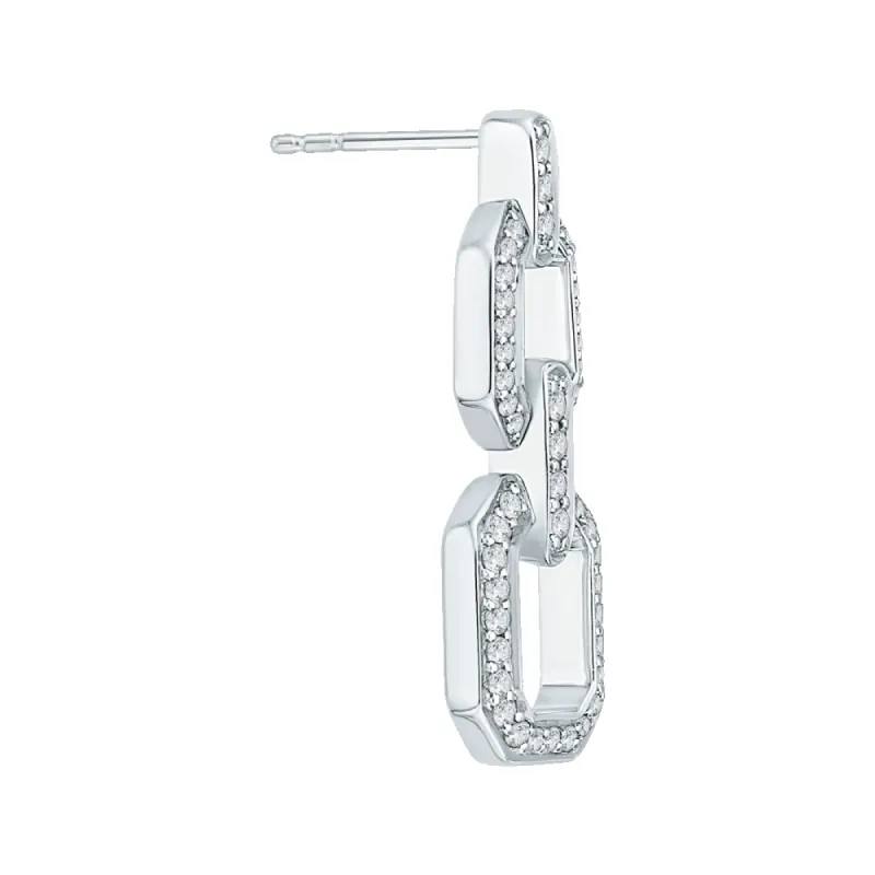 The Alexis Earrings | Lab Diamond Drop Link Statement Studs sold by Ethica Diamonds