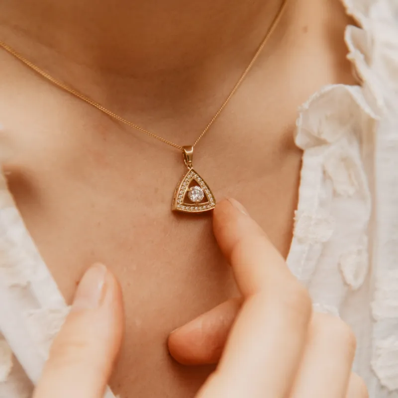 The Sienna Pendant | Lab Diamond Shield Halo sold by Ethica Diamonds