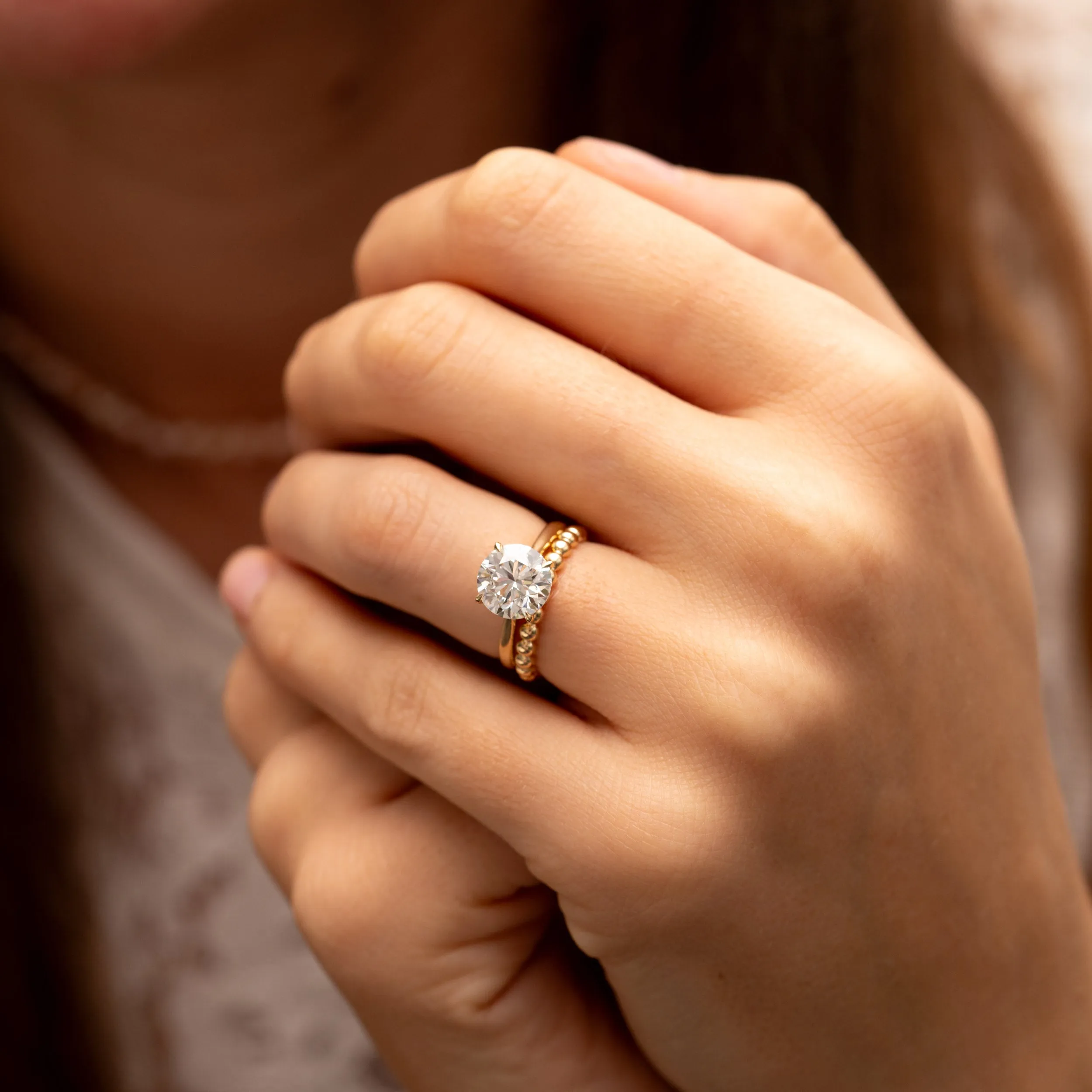 The Adeline Ring | Round Lab Diamond Tiffany Engagement Solitaire sold by Ethica Diamonds product image thumbnail 2