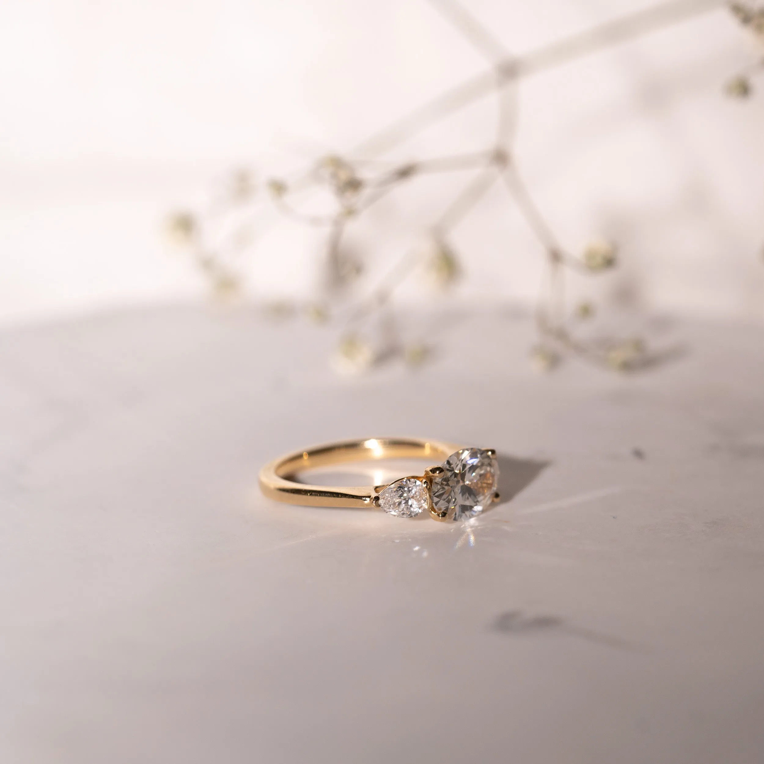 The Claire Ring | Moissanite Oval & Pear Cut Engagement Trilogy sold by Ethica Diamonds product image thumbnail 4