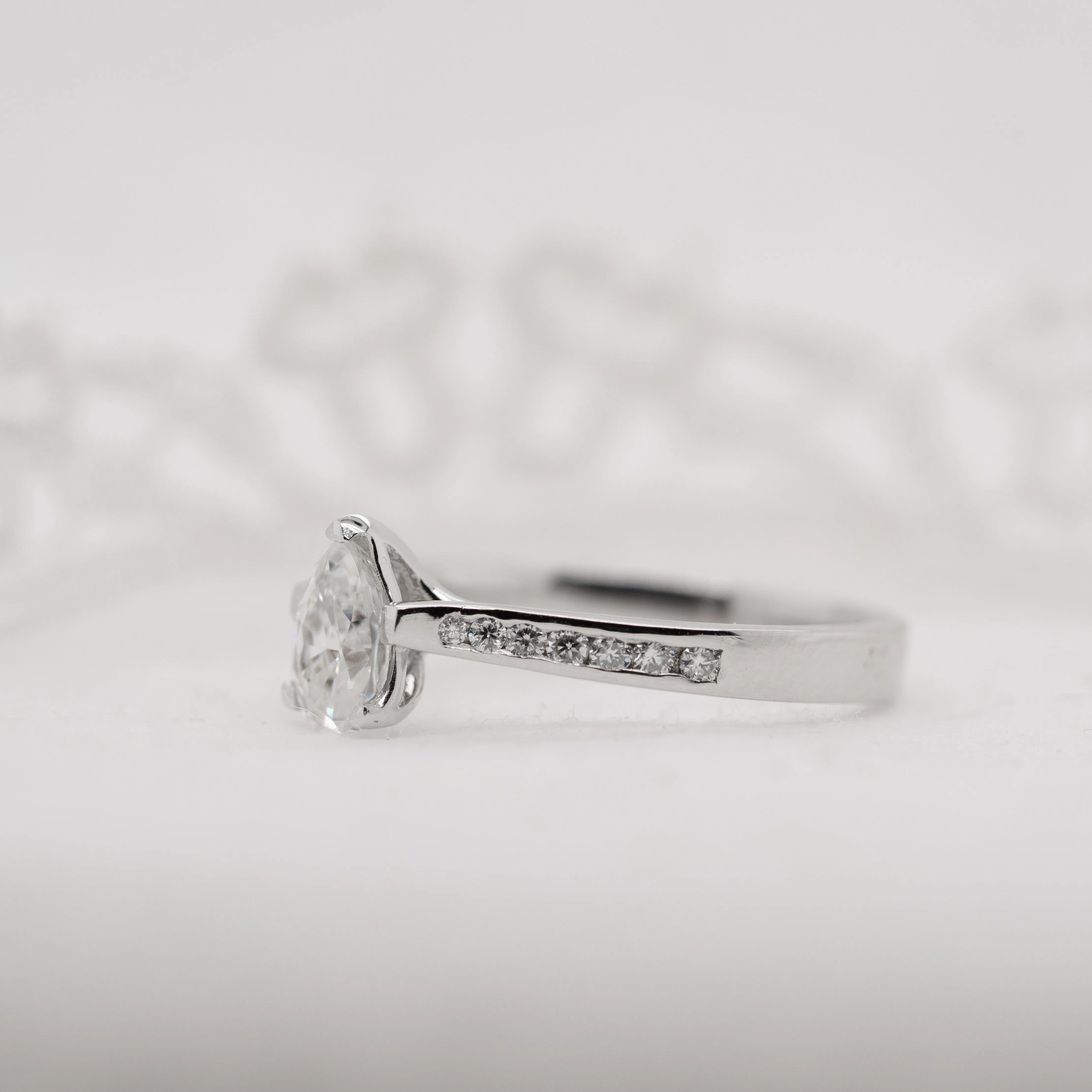 The Irene Ring | Pear Cut Lab Grown Diamond Channel Set Engagement sold by Ethica Diamonds product image thumbnail 5
