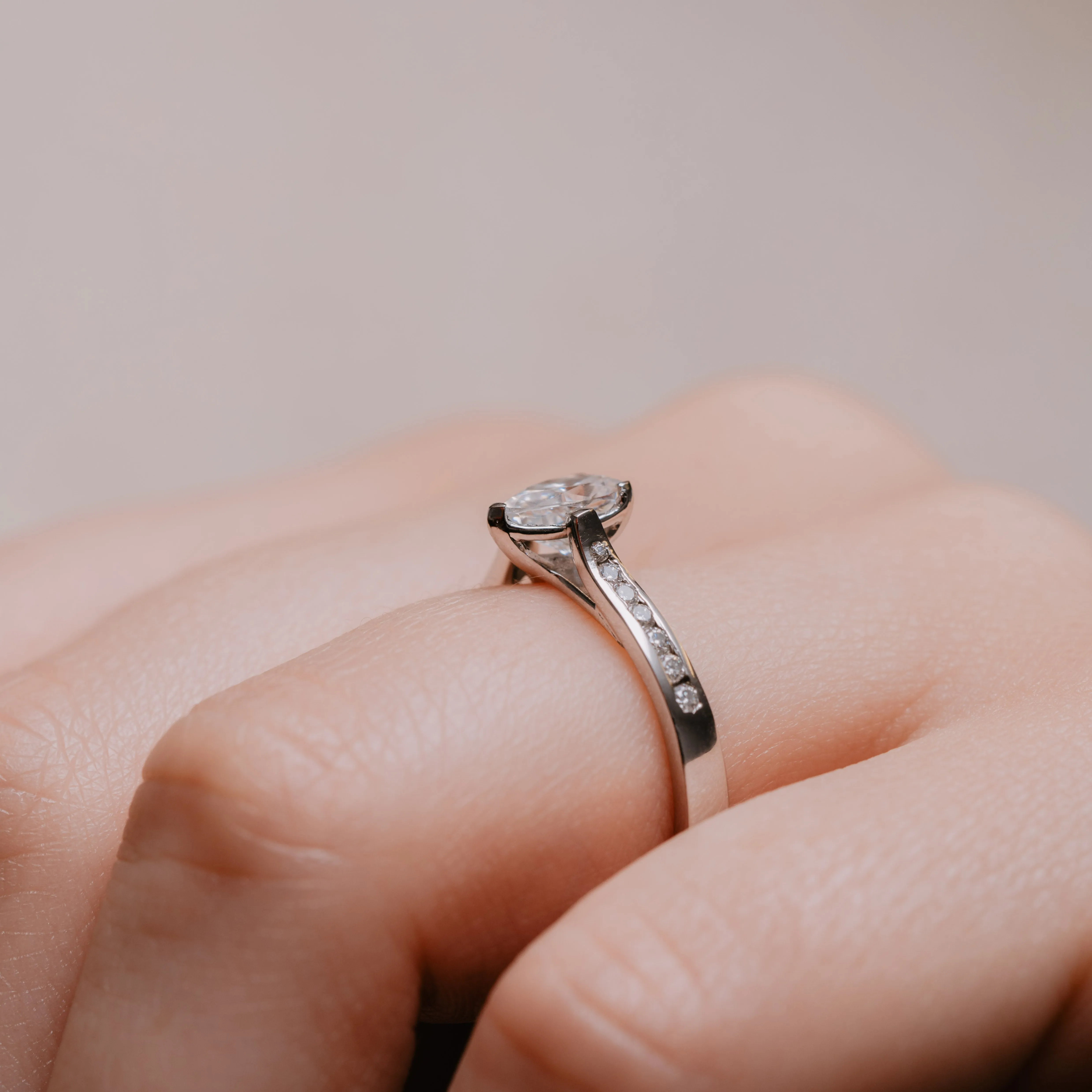 The Irene Ring | Pear Cut Lab Grown Diamond Channel Set Engagement sold by Ethica Diamonds product image thumbnail 4