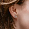The Diana Earrings | Round Lab Diamond Halo Studs sold by Ethica Diamonds