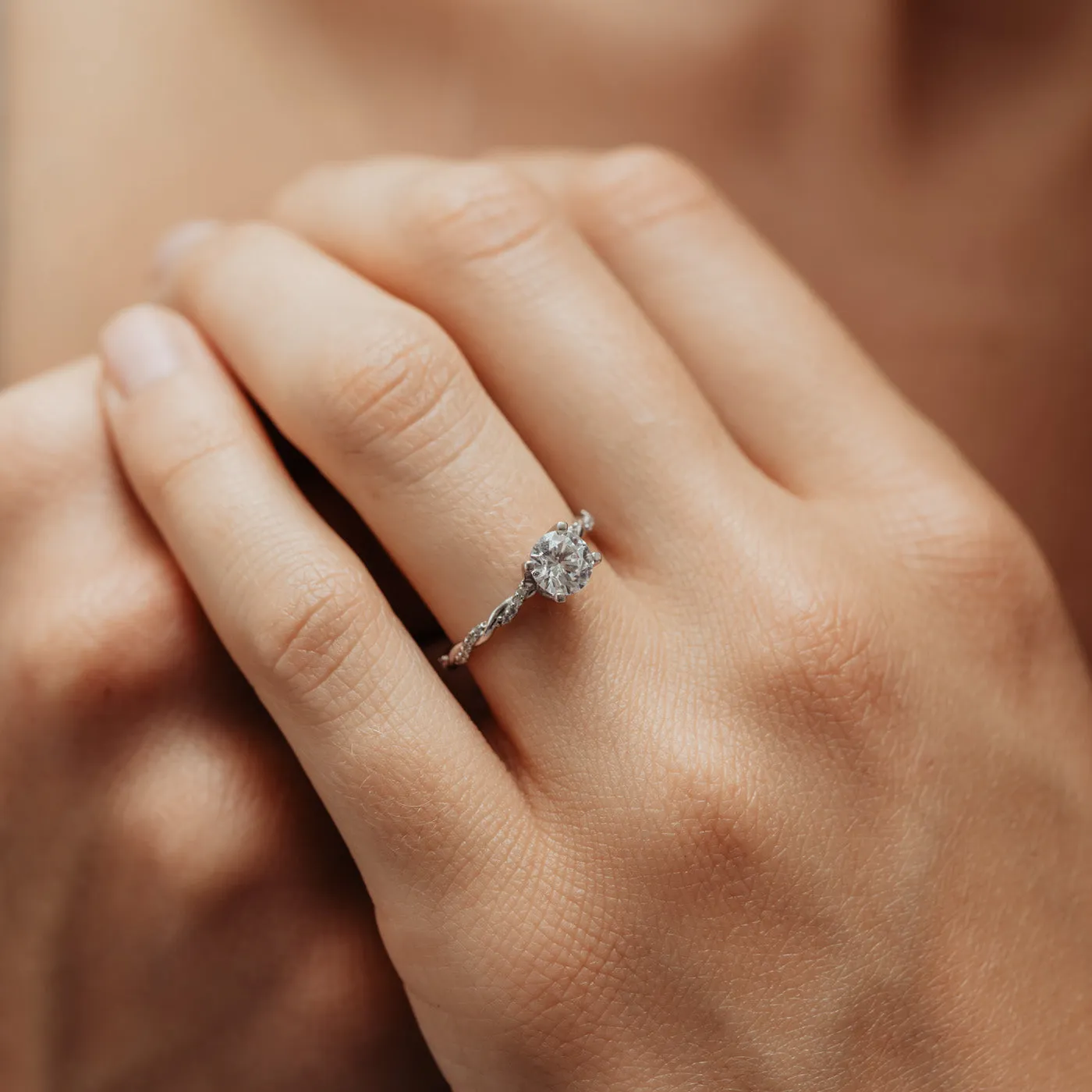 The Aldana Ring | Moissanite & Diamond Twisted Rope Engagement sold by Ethica Diamonds product image thumbnail 5