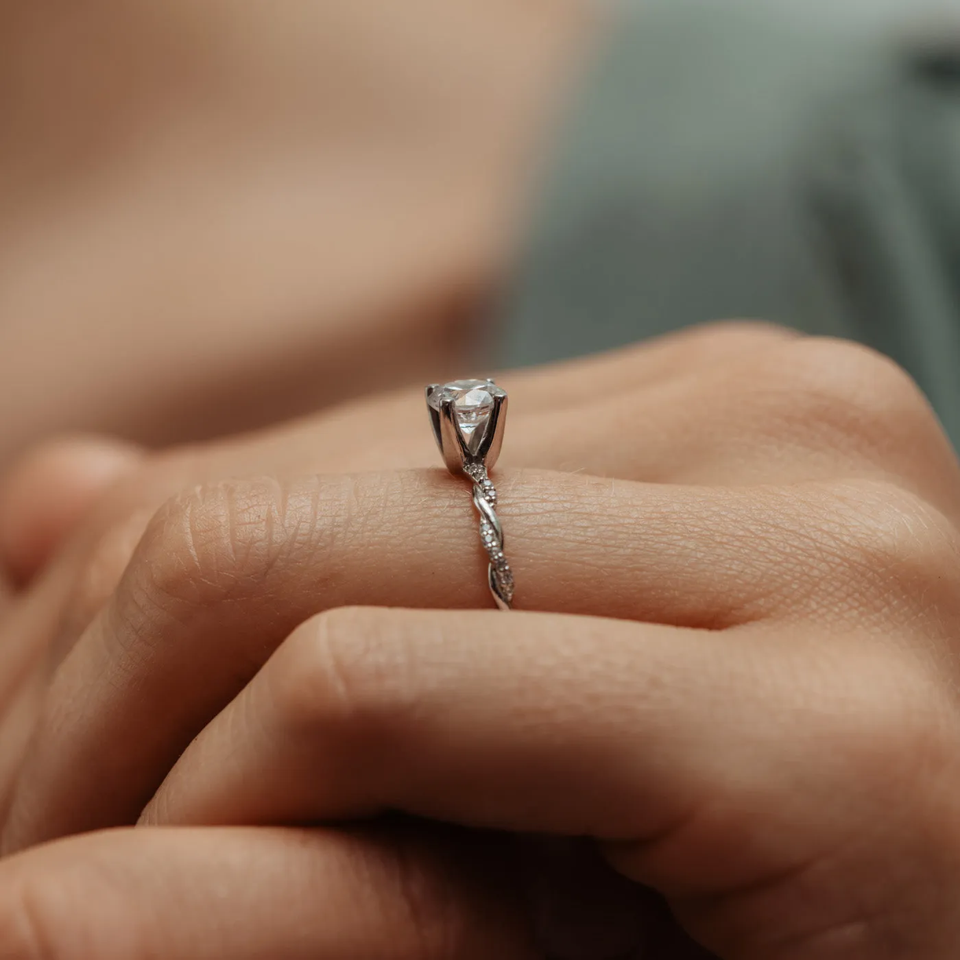 The Aldana Ring | Moissanite & Diamond Twisted Rope Engagement sold by Ethica Diamonds product image thumbnail 4