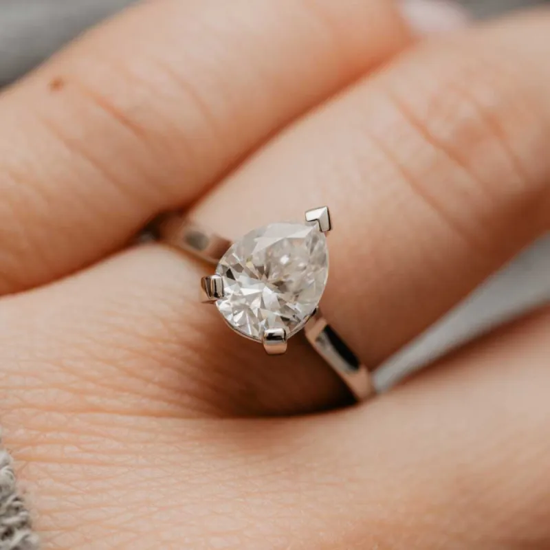 The Kendall Ring | 2.11ct D-E VVS1 Pear Cut Engagement Solitaire 950 Platinum sold by Ethica Diamonds