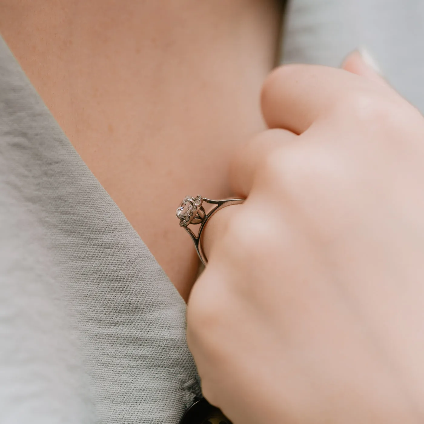 The Ami Ring | Lab Diamond Round Engagement Halo sold by Ethica Diamonds product image thumbnail 5