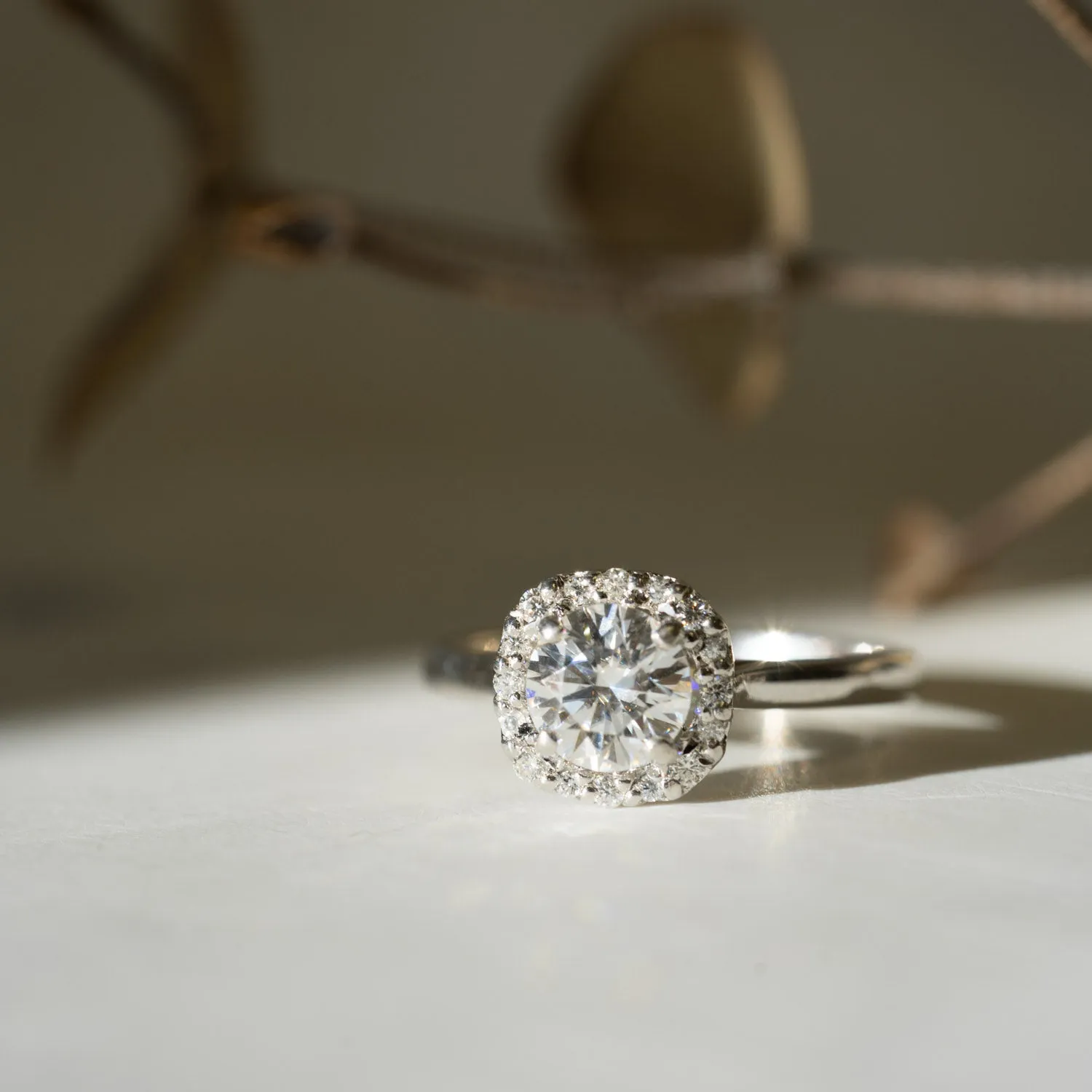 The Ami Ring | Lab Diamond Round Engagement Halo sold by Ethica Diamonds product image thumbnail 2