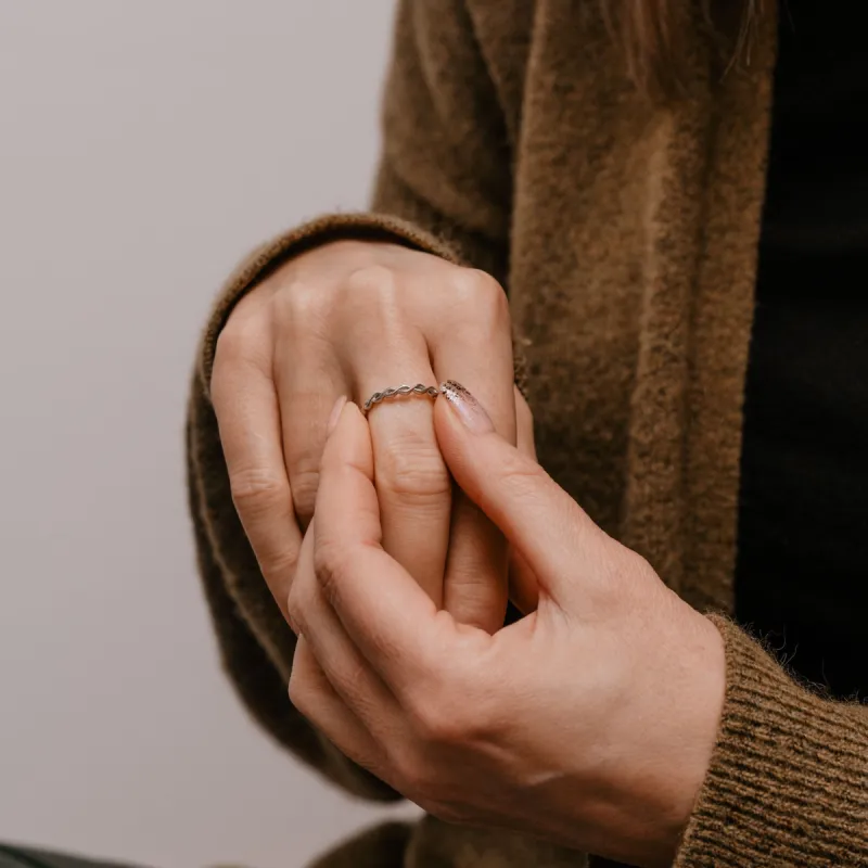 The Olive Ring | Lab Diamond Infinity Twist Stacking sold by Ethica Diamonds