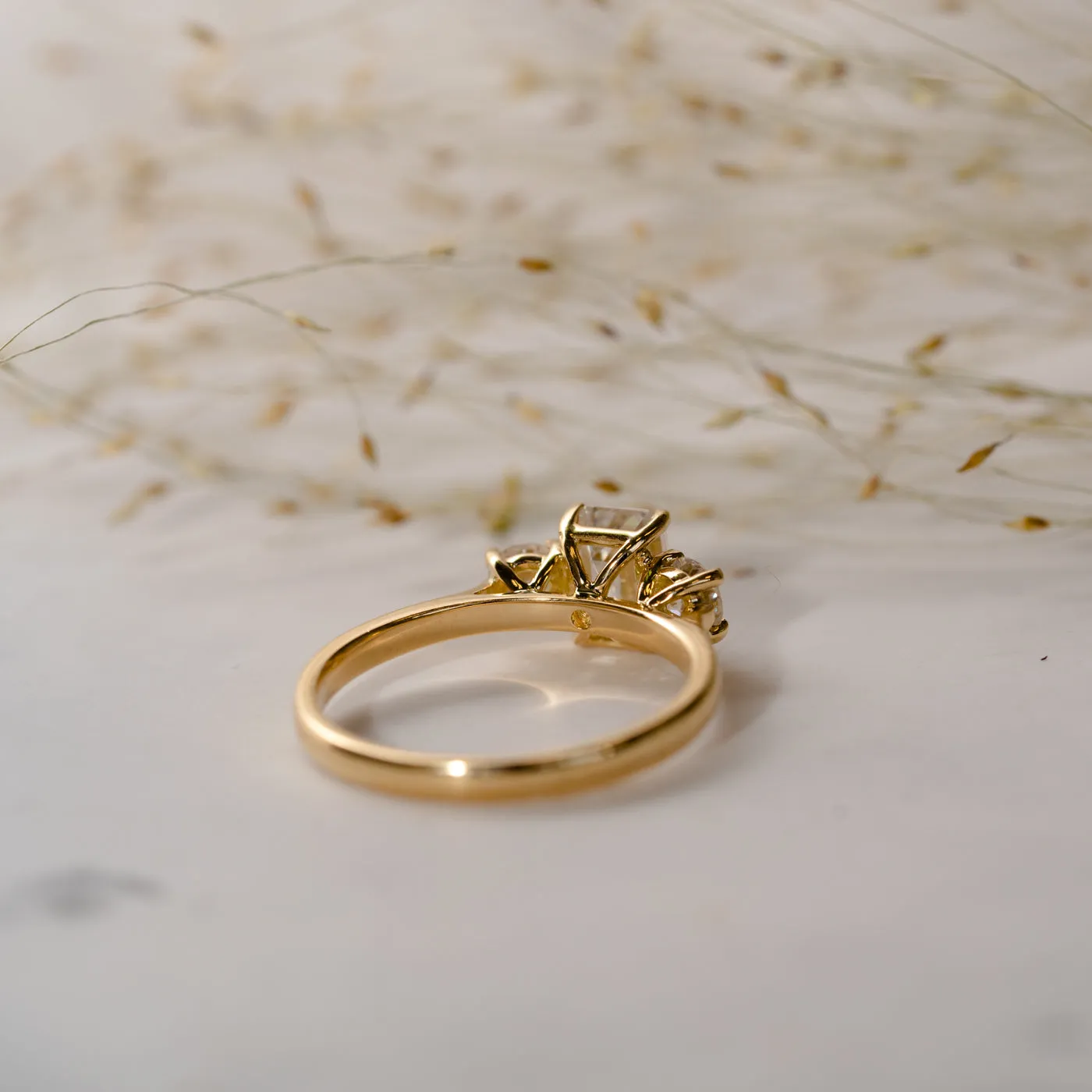 The Maya Ring | Moissanite Emerald & Round Cut Engagement Trilogy sold by Ethica Diamonds product image thumbnail 3