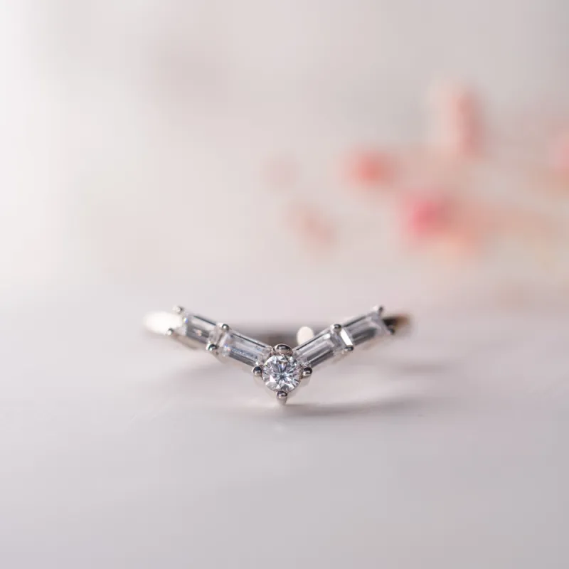 The Lainey Ring | Lab Diamond Chevron Stacking Band sold by Ethica Diamonds