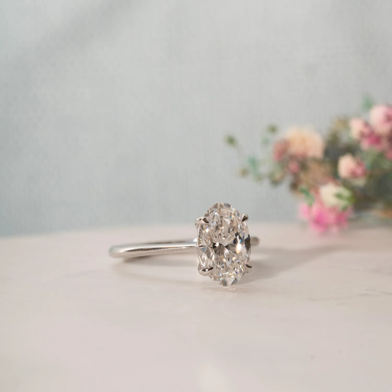 The Penelope | Oval Cut Lab Diamond Slim Solitaire Engagement Ring sold by Ethica Diamonds product image thumbnail 3