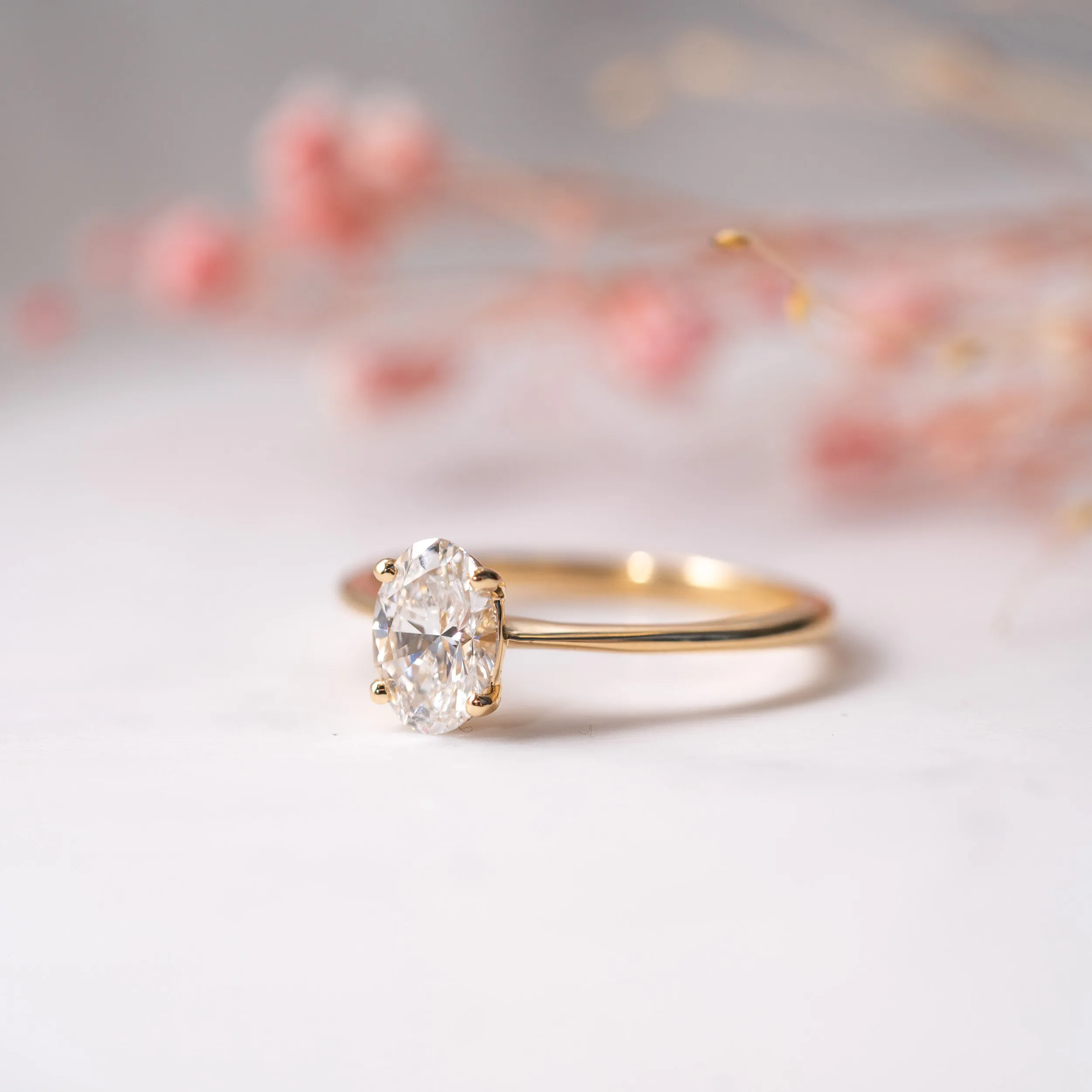 The Penelope | Oval Cut Lab Diamond Slim Solitaire Engagement Ring sold by Ethica Diamonds