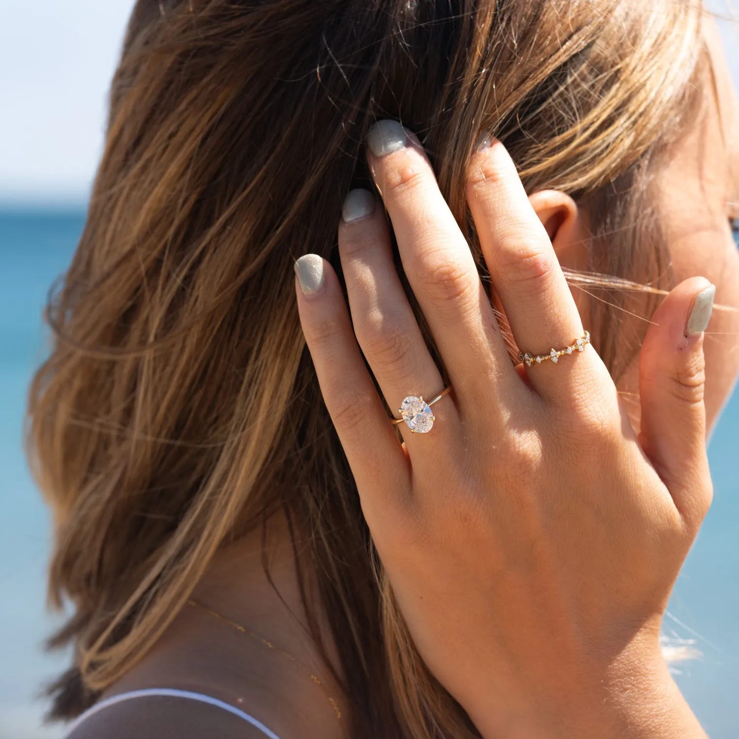 The Penelope | Oval Cut Lab Diamond Slim Solitaire Engagement Ring sold by Ethica Diamonds product image thumbnail 2