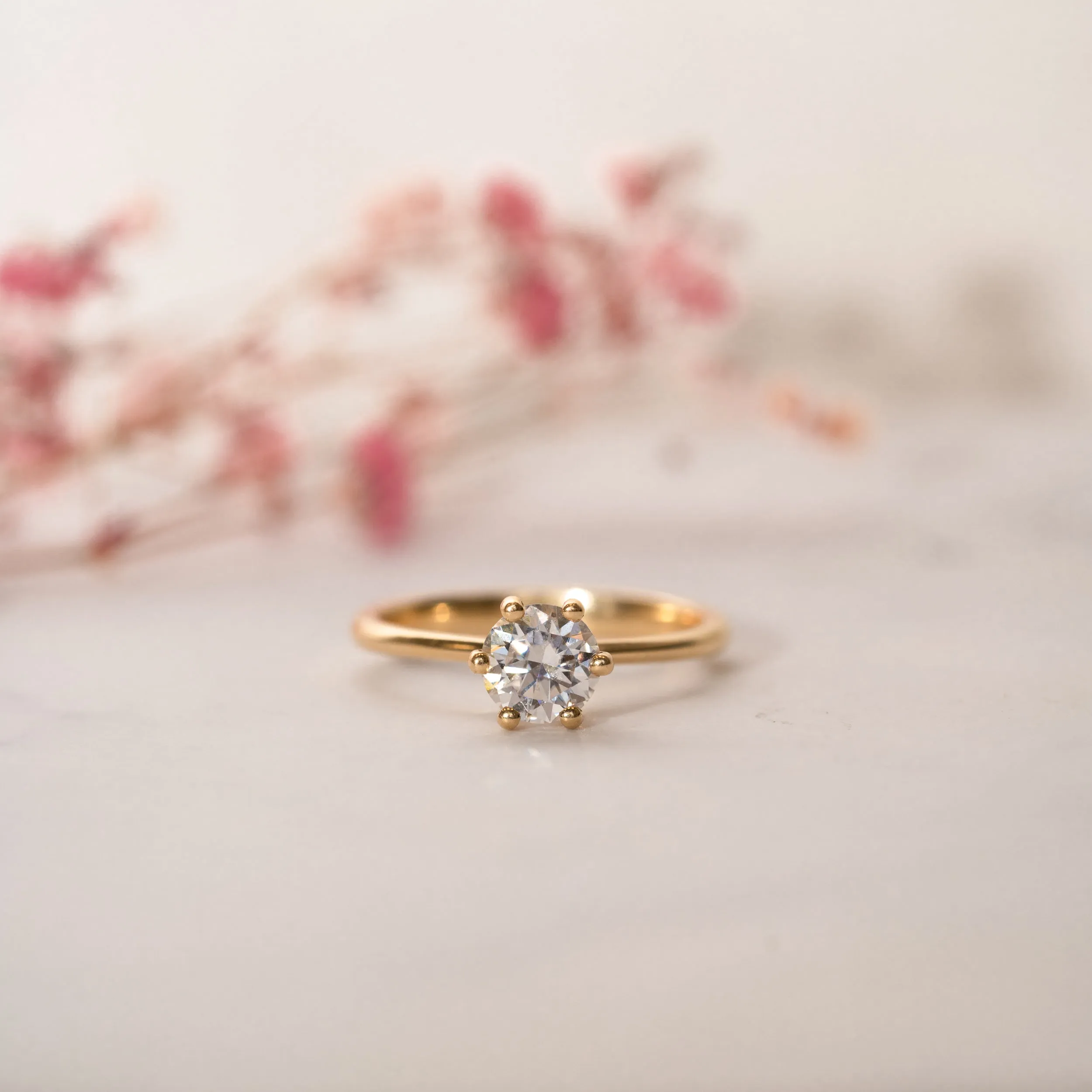 The Sissy Ring | Round Lab Diamond Petite Six Claw Engagement Solitaire sold by Ethica Diamonds