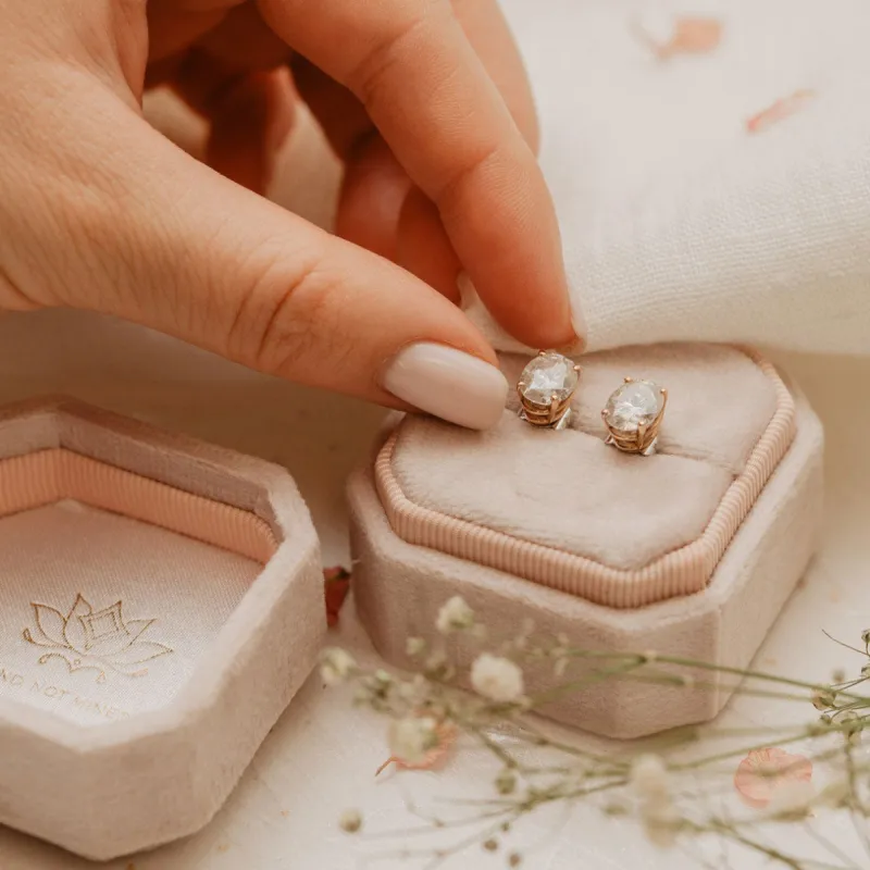The Calia Earrings | 2.50ct D-E VVS1 Oval Cut Solitaire Studs 18k Rose Gold sold by Ethica Diamonds