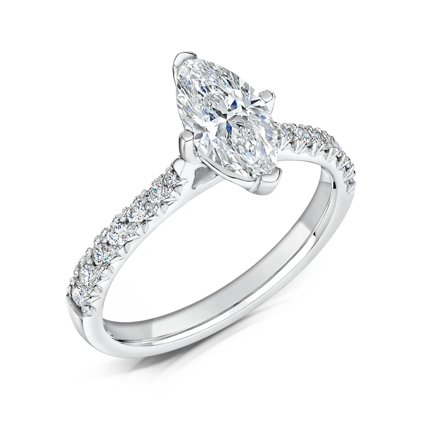 The Nouveau Ring | Lab Diamond Marquise Cut Shoulder Set Engagement sold by Ethica Diamonds product image thumbnail 2