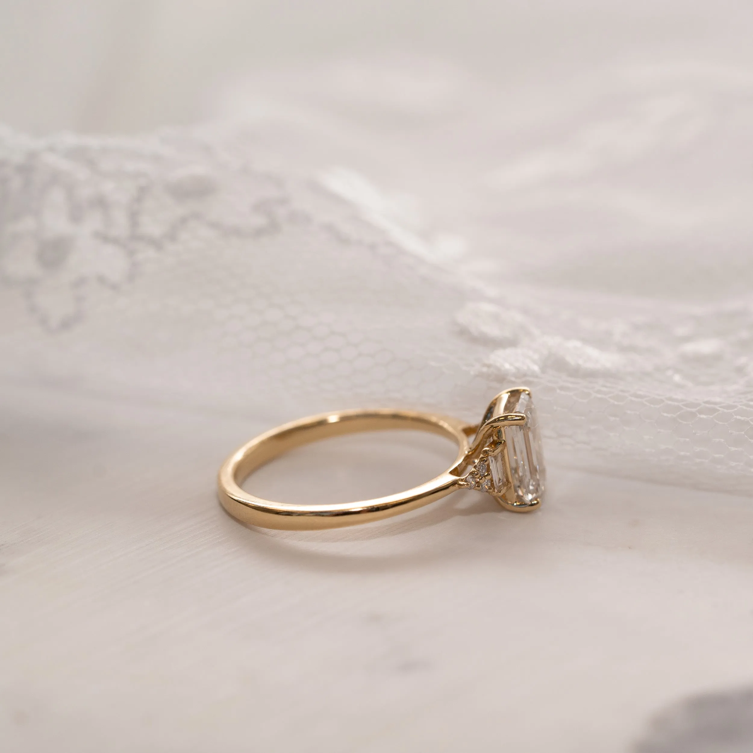 The Amber | Emerald Cut Lab Diamond Art Deco Accented Engagement Ring sold by Ethica Diamonds product image thumbnail 5