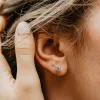 The Diandra Earrings | Moissanite Round Six Claw Solitaire Studs sold by Ethica Diamonds