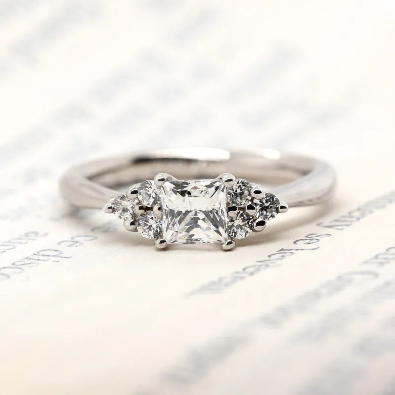 The Victoria Ring | Princess Lab Diamond Accented Dainty Engagement sold by Ethica Diamonds
