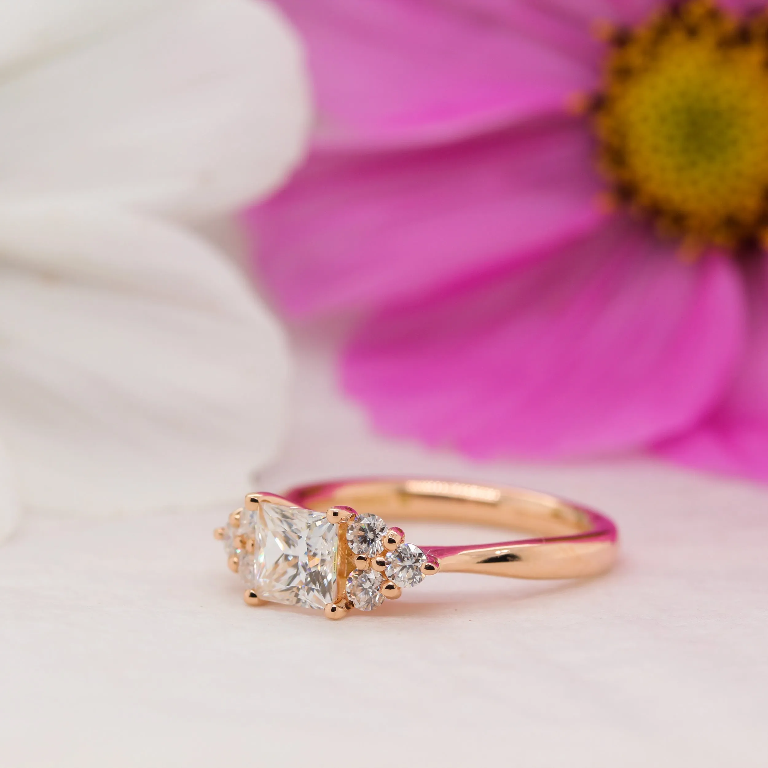 The Victoria Ring | Princess Lab Diamond Accented Dainty Engagement sold by Ethica Diamonds product image thumbnail 3