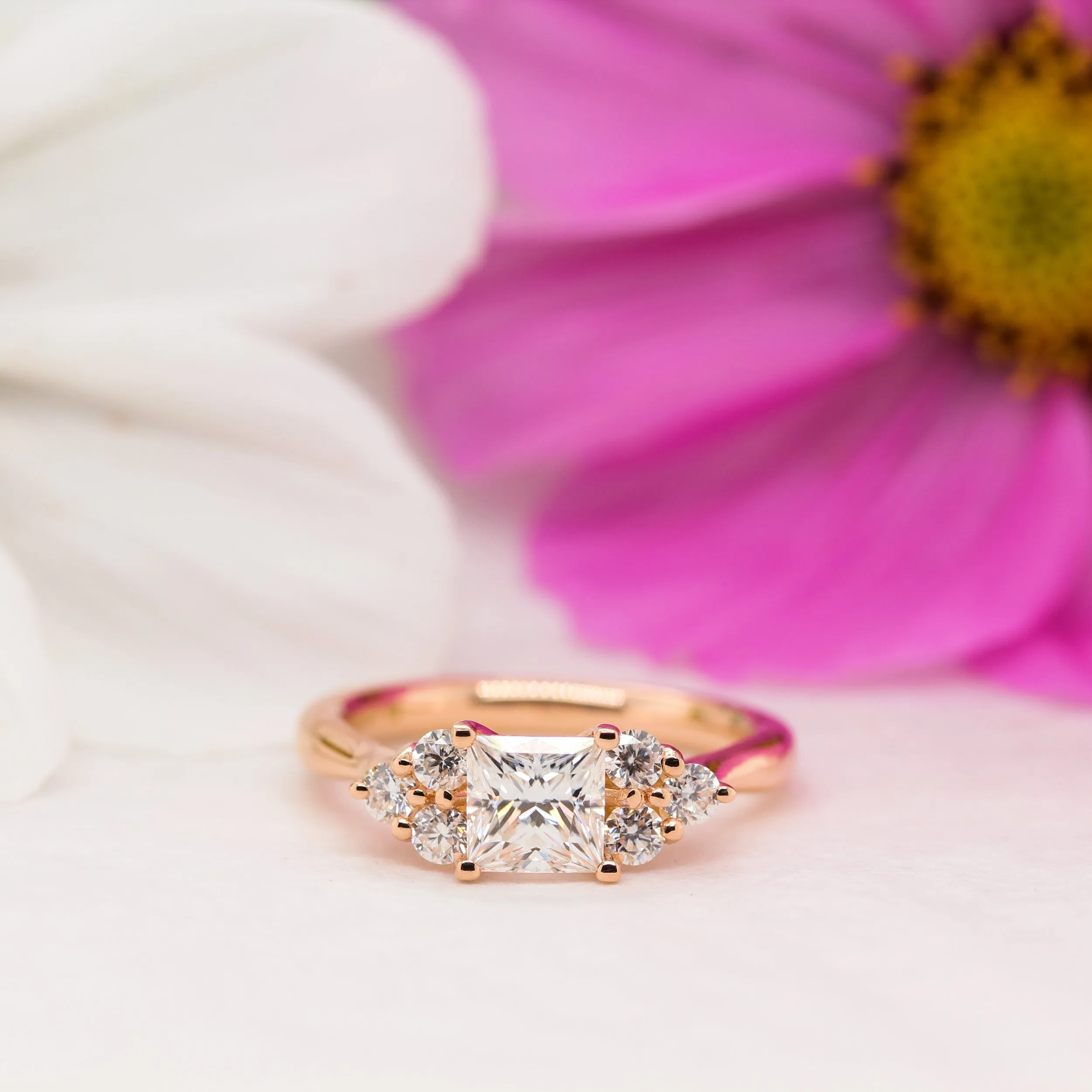 The Victoria Ring | Princess Lab Diamond Accented Dainty Engagement sold by Ethica Diamonds product image thumbnail 2