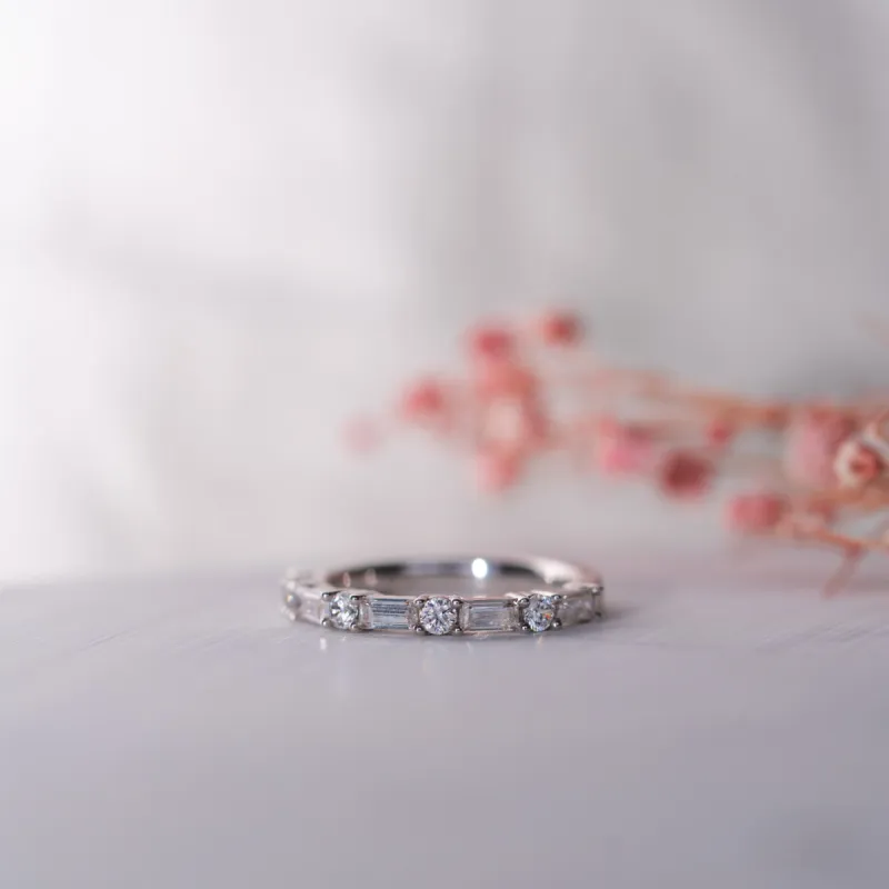 The Portia Ring | Lab Diamond Baguette Cut Stacking Band sold by Ethica Diamonds
